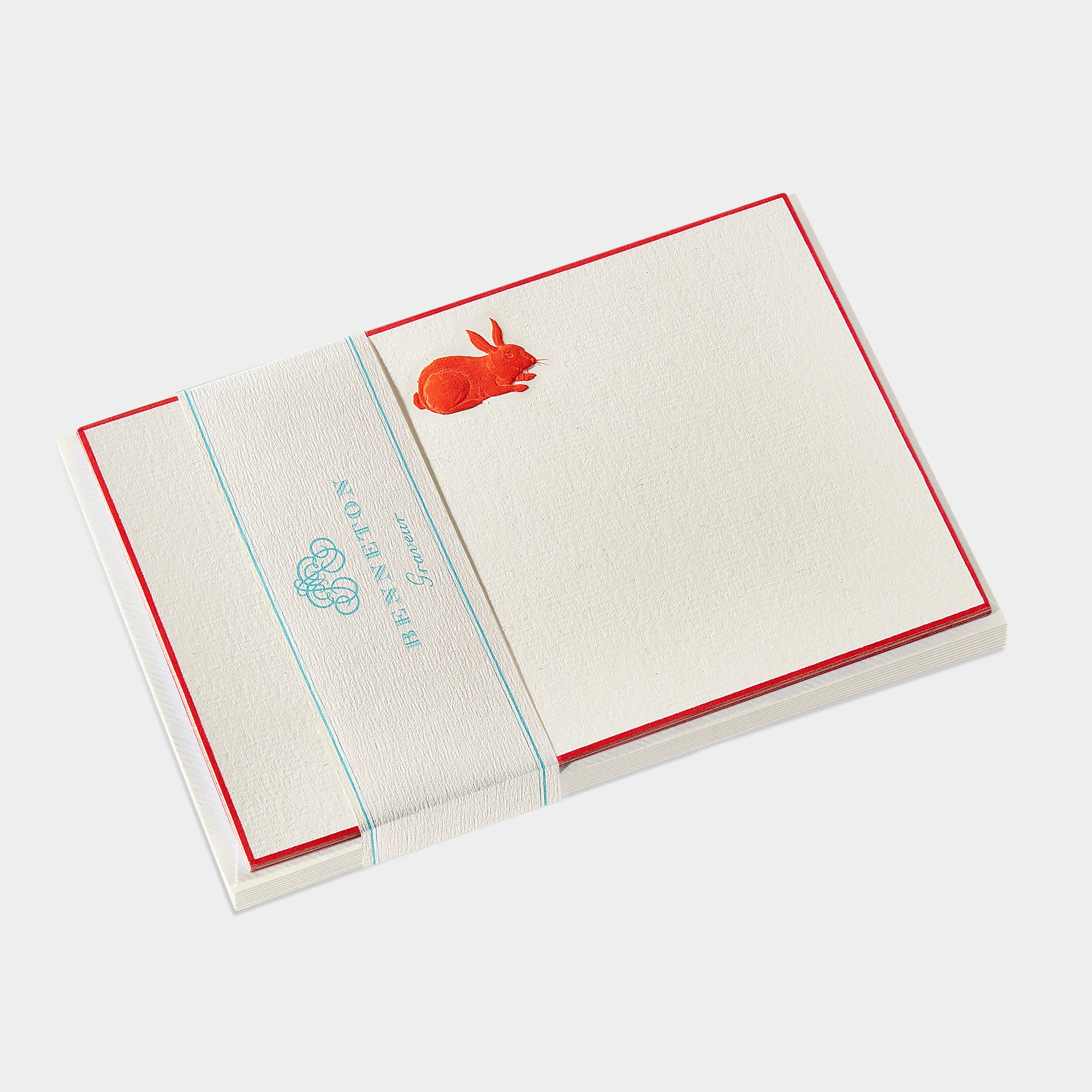 Cartes de correspondance lapin d'amour bordures rouge - Benneton Graveur