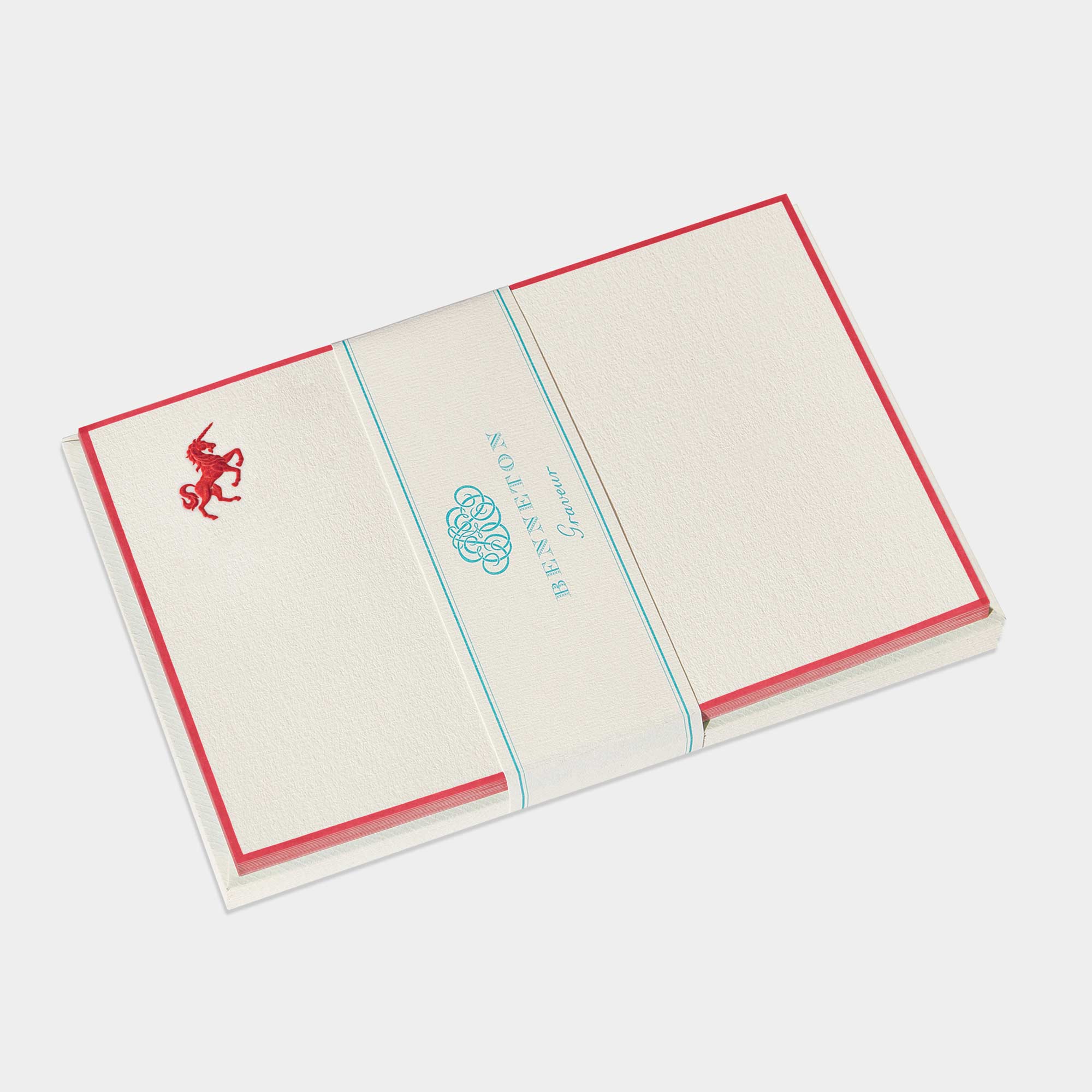 Cartes de correspondance licorne bordures rouge - Benneton Graveur