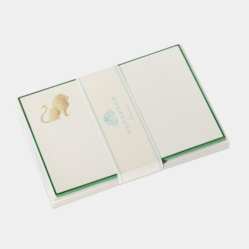 Cartes de correspondance lion bordures sable - Benneton Graveur