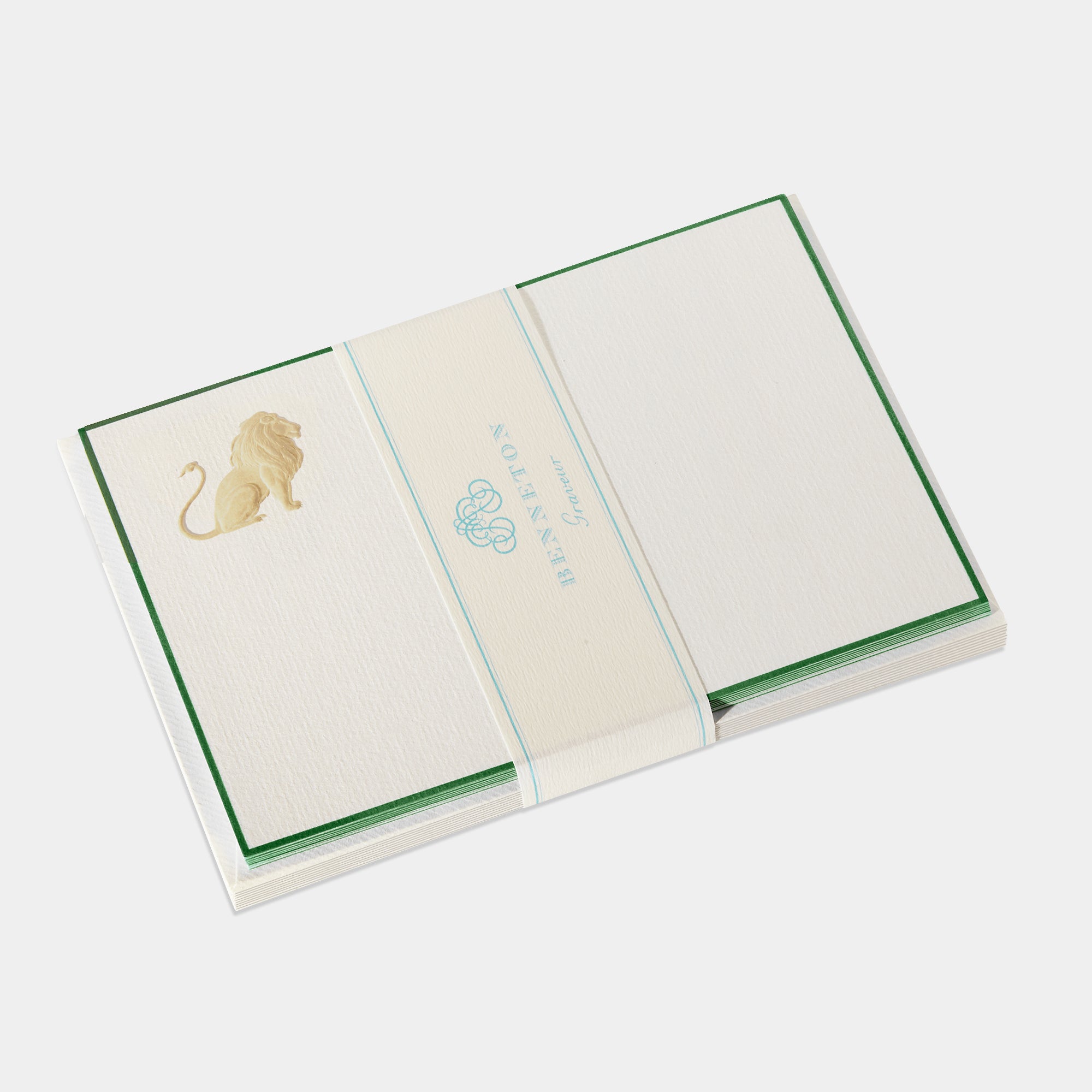 Cartes de correspondance lion bordures sable - Benneton Graveur