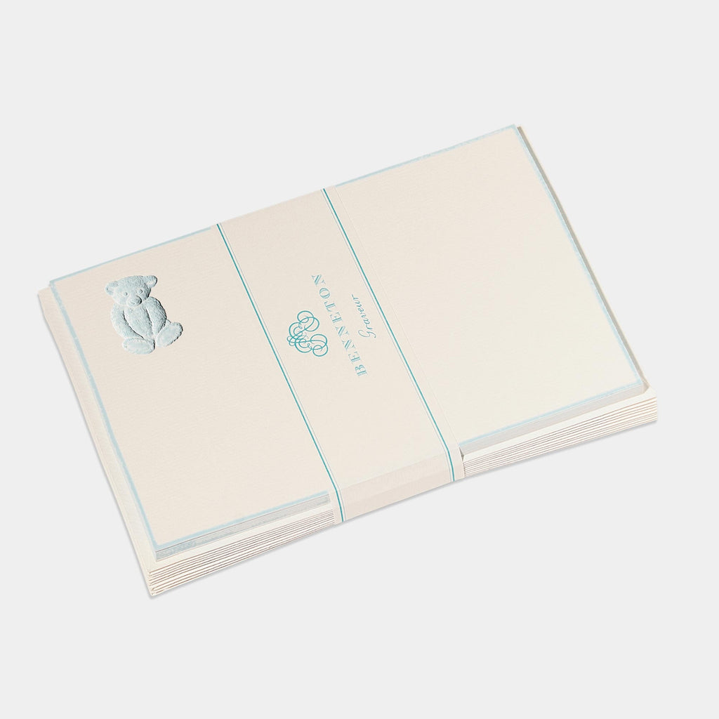 Cartes de correspondance ourson tim bordures bleu ciel - Benneton Graveur