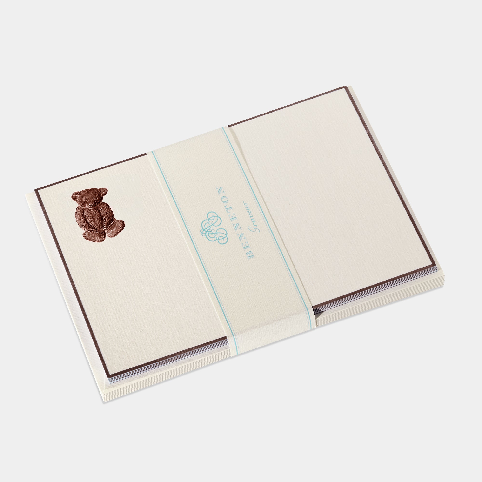 Cartes de correspondance ourson tim bordures marron - Benneton Graveur