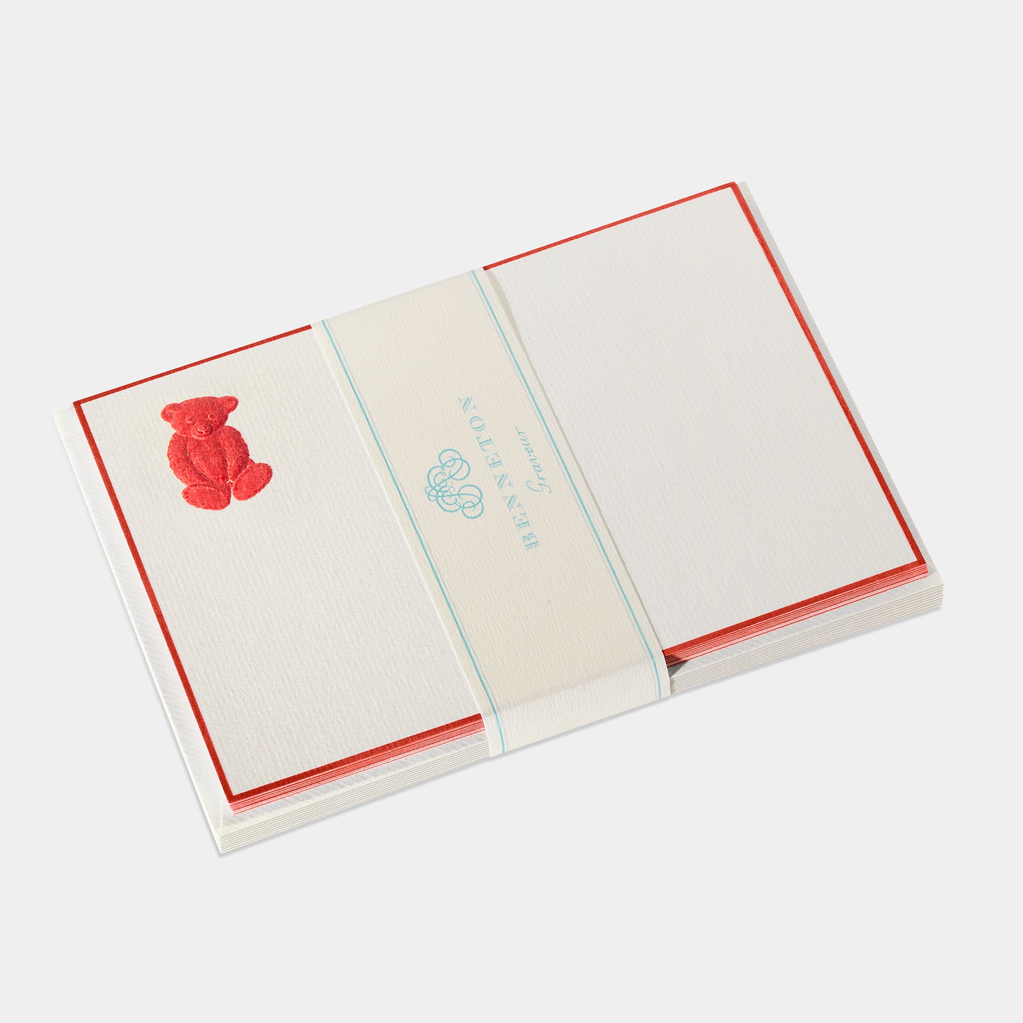 Cartes de correspondance ourson tim bordures rouge - Benneton Graveur