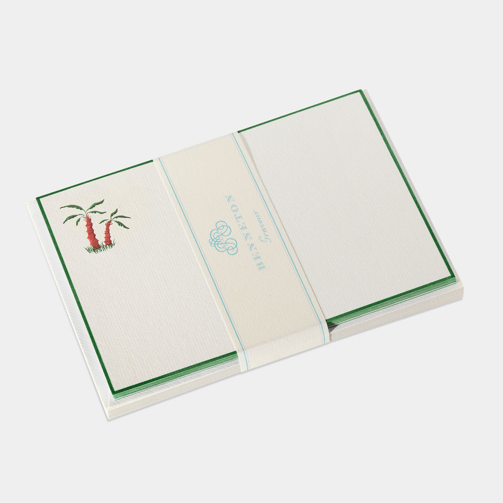 Cartes de correspondance palmier bordures vert - Benneton Graveur