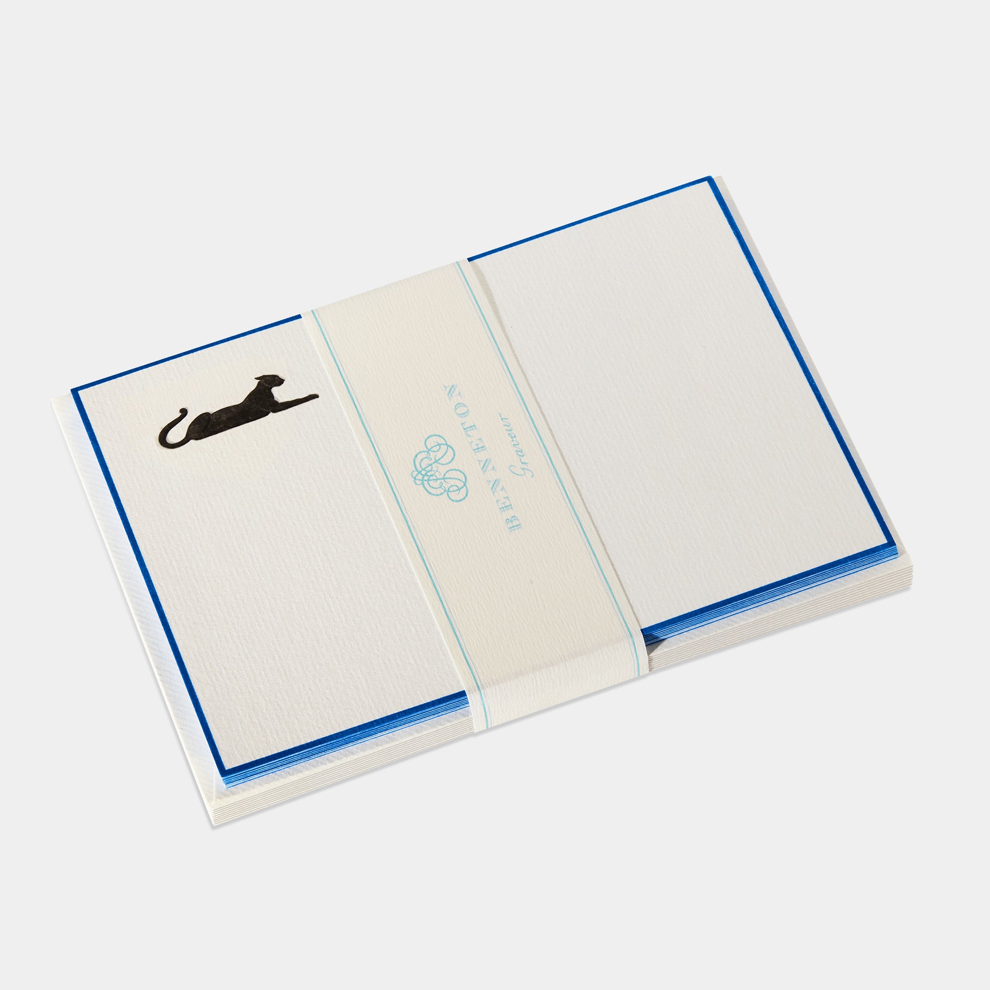 Cartes de correspondance panthere bordures bleu-roi - Benneton Graveur