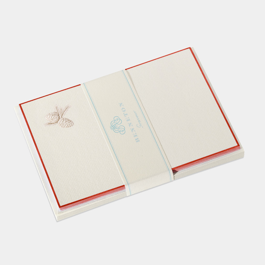 Cartes de correspondance pomme de pin bordures rouge - Benneton Graveur
