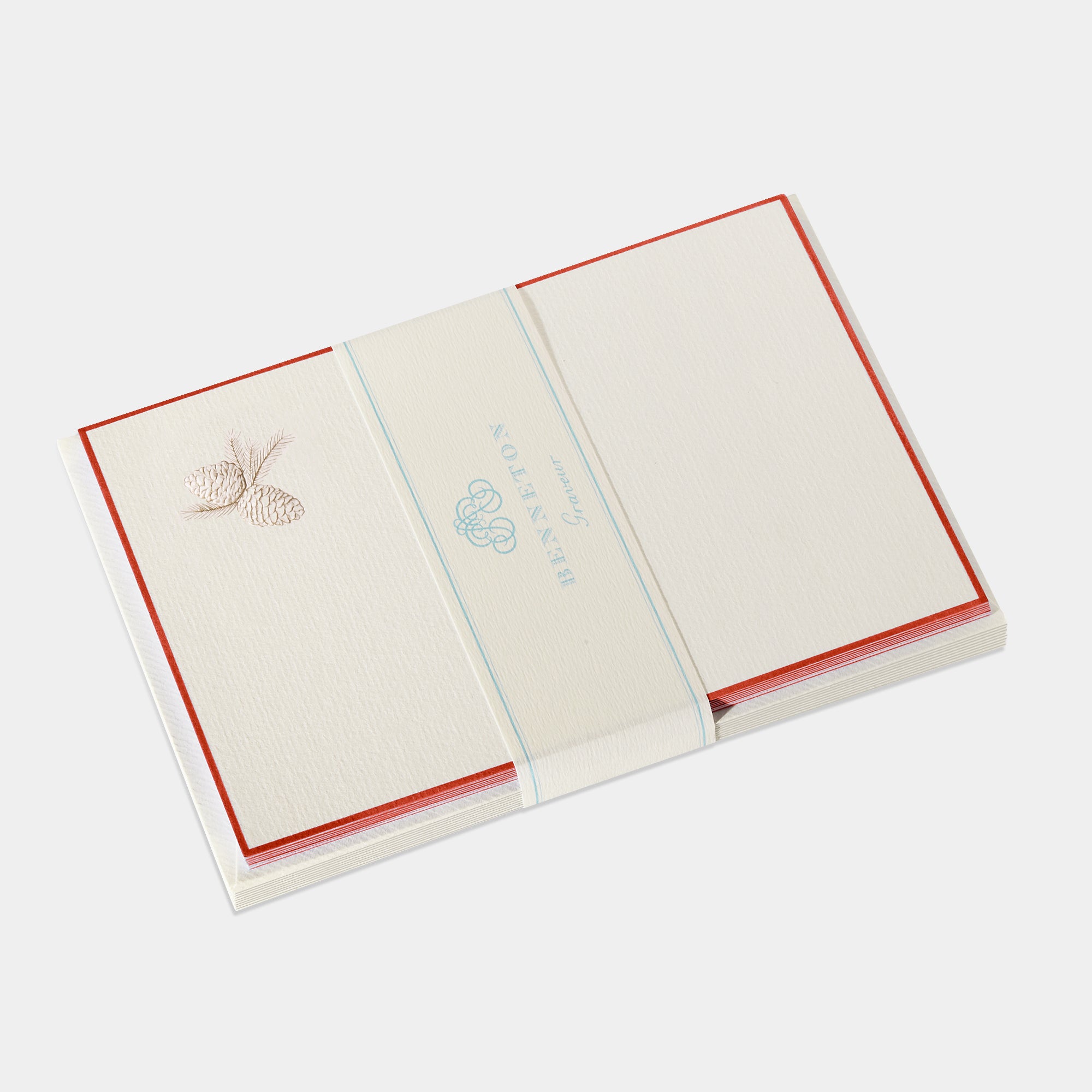 Cartes de correspondance pomme de pin bordures rouge - Benneton Graveur