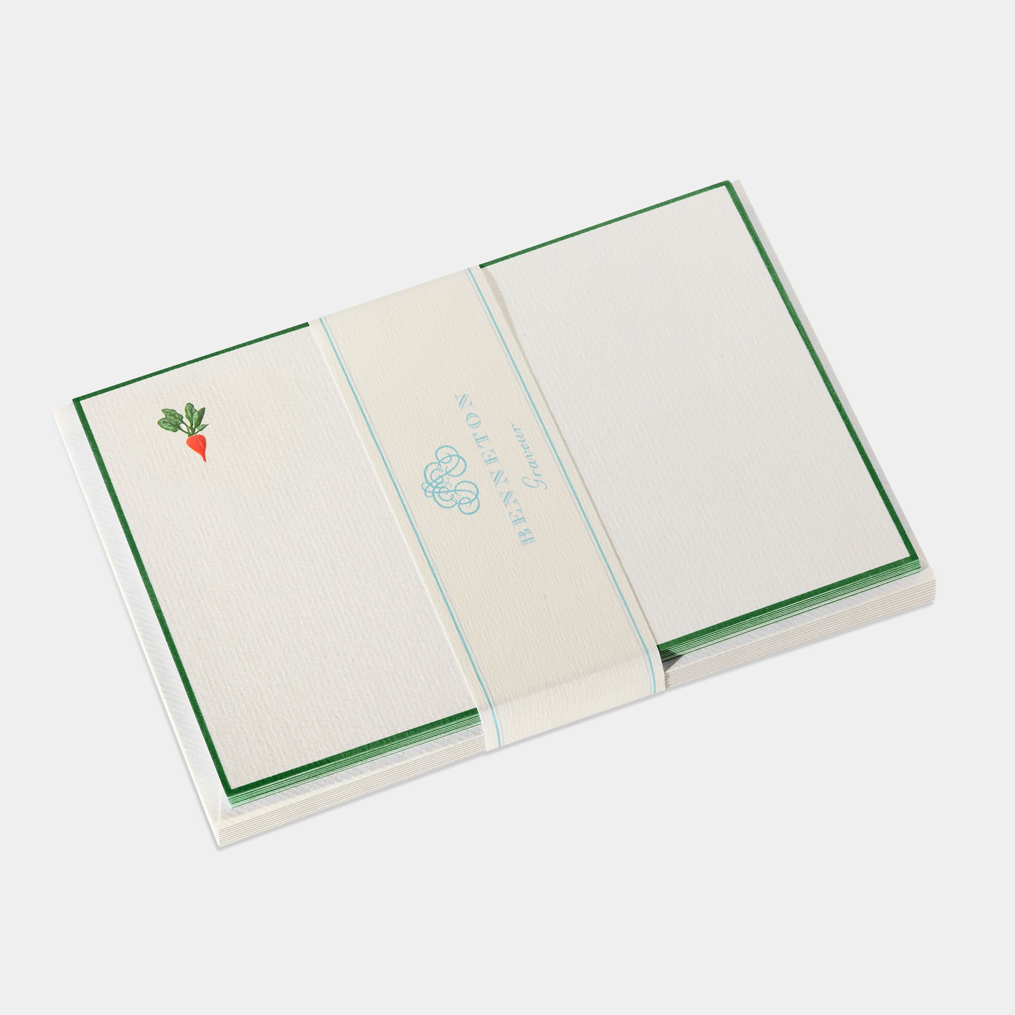 Cartes de correspondance radis bordures vert - Benneton Graveur