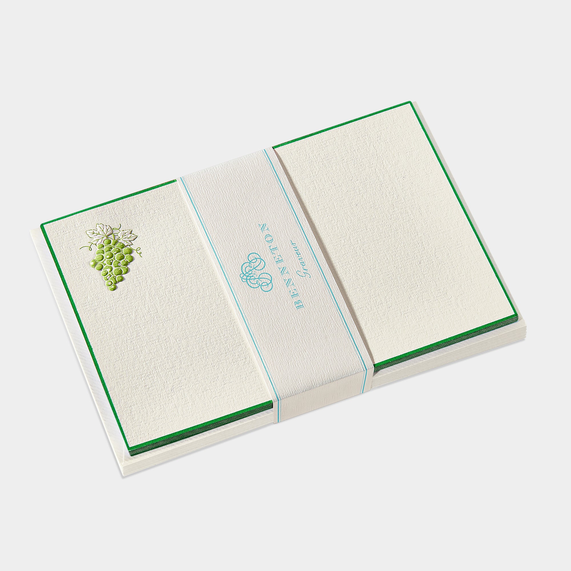 Cartes de correspondance raisin bordures vert - Benneton Graveur