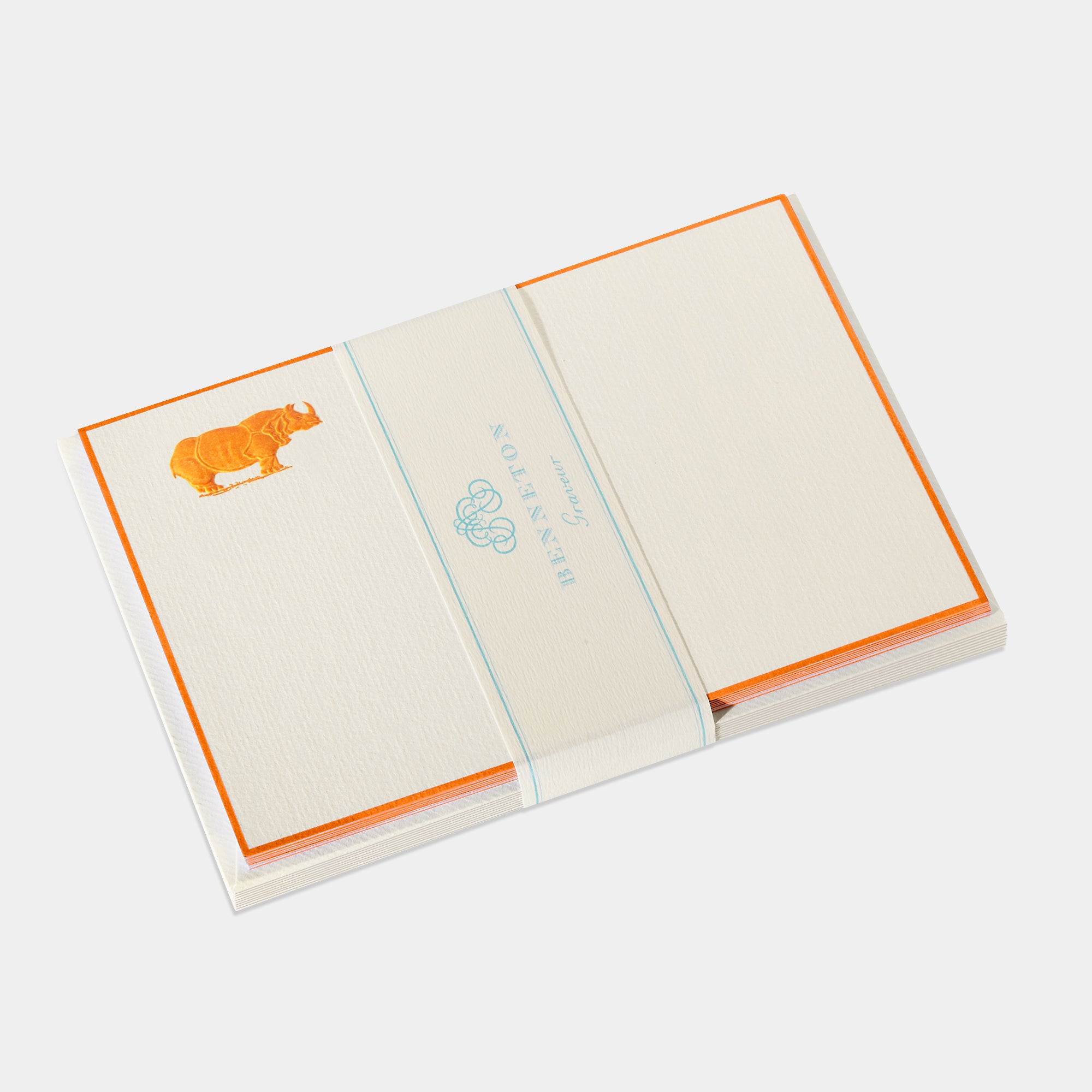 Cartes de correspondance rhinceros bordures orange - Benneton Graveur