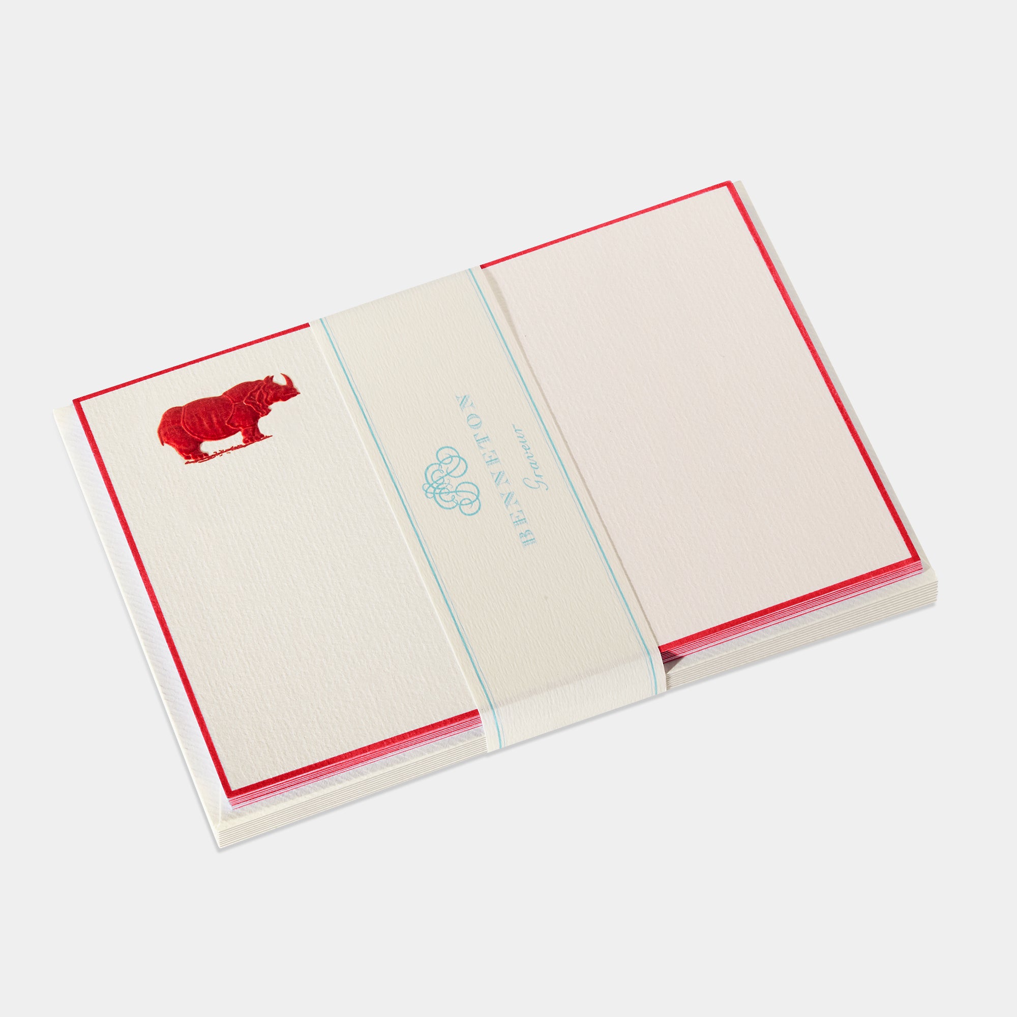 Cartes de correspondance rhinceros bordures rouge - Benneton Graveur