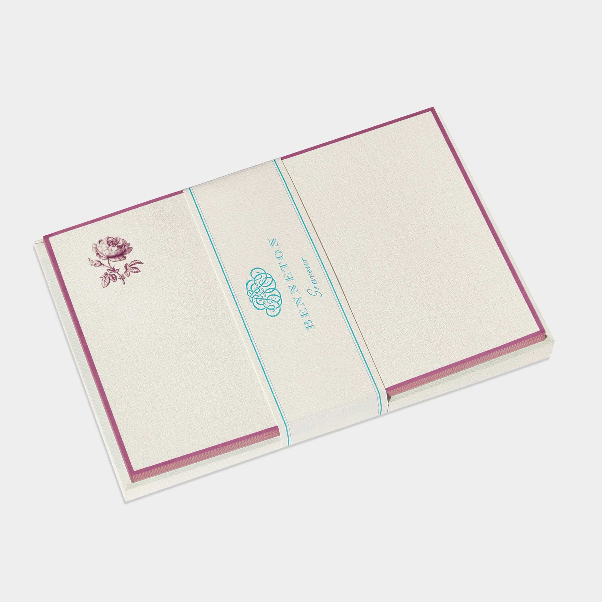 Cartes de correspondance rose bordures violet - Benneton Graveur