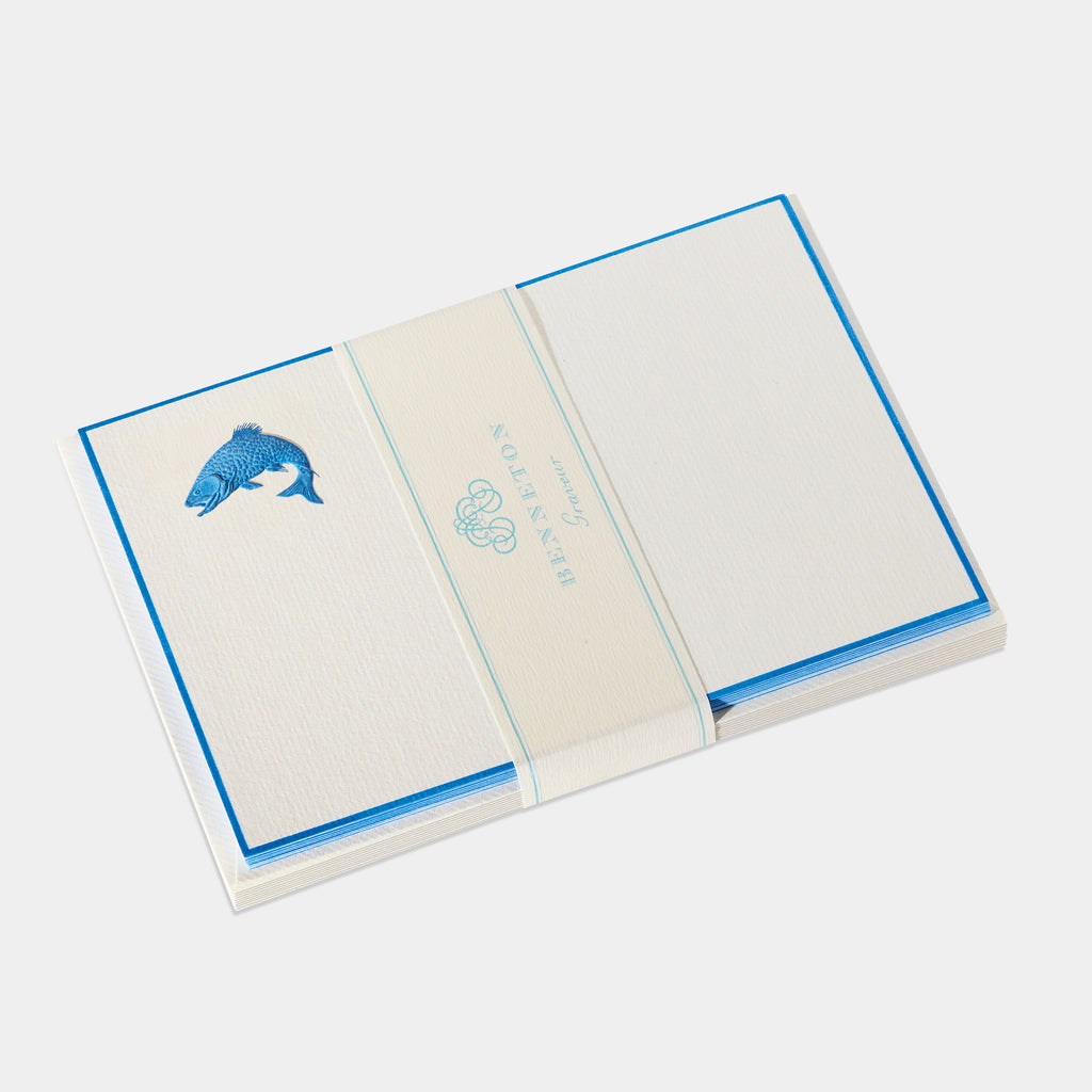 Cartes de correspondance saumon bordures bleu - Benneton Graveur