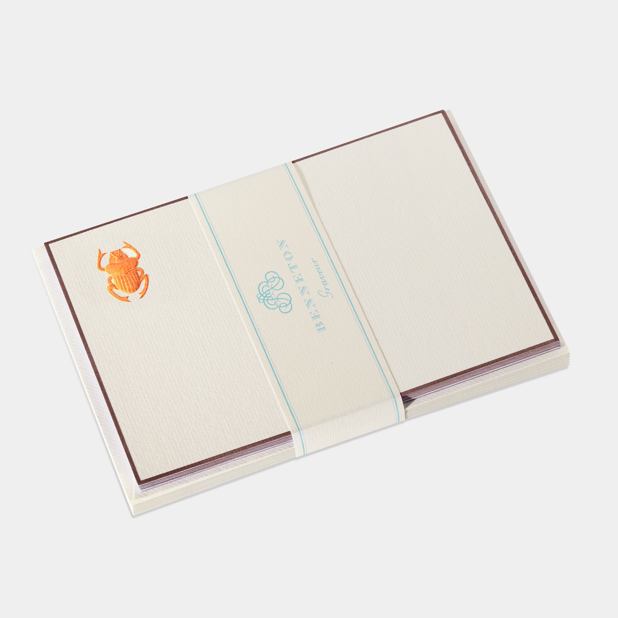 Cartes de correspondance scarabee bordures marron - Benneton Graveur