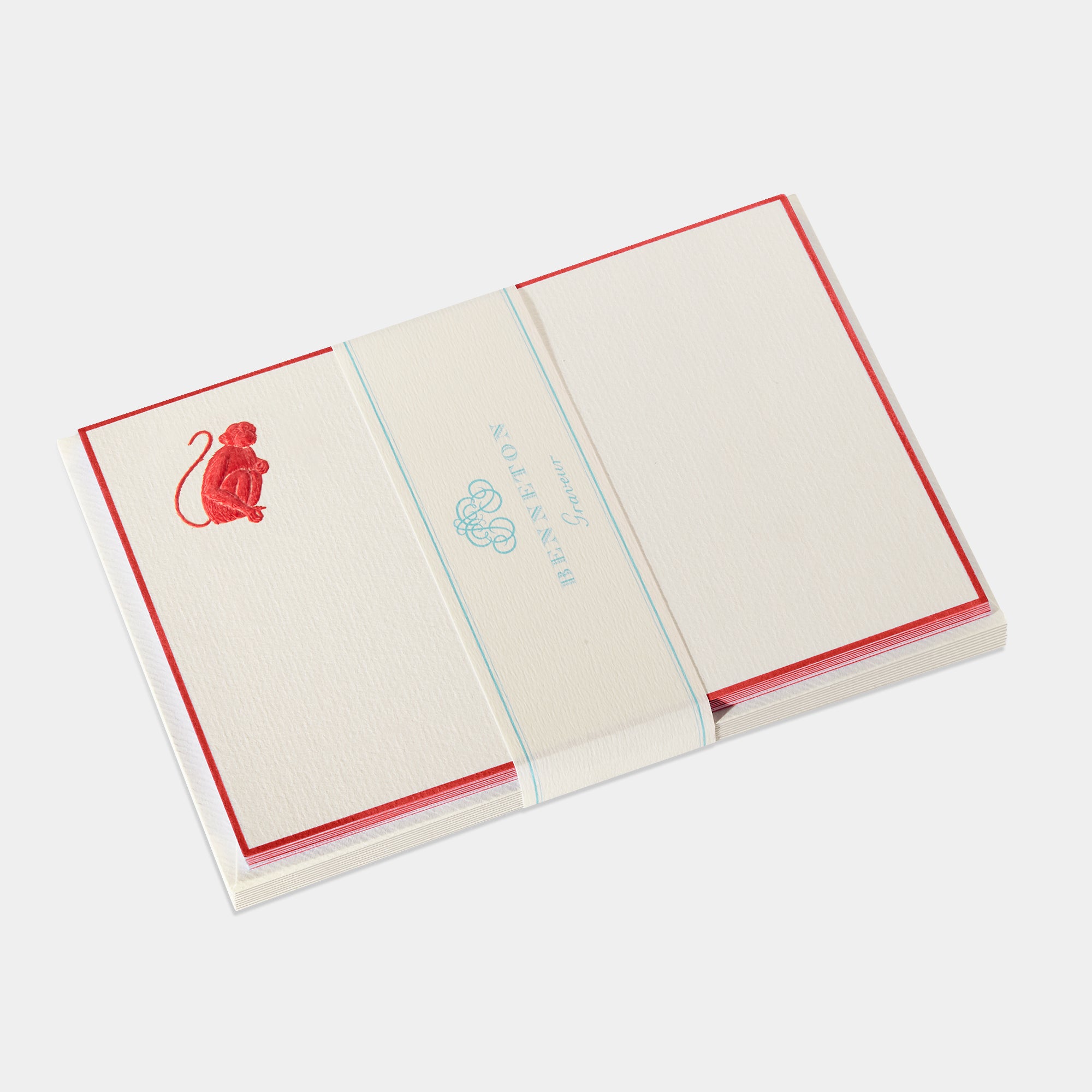 Cartes de correspondance singe bordures rouge - Benneton Graveur