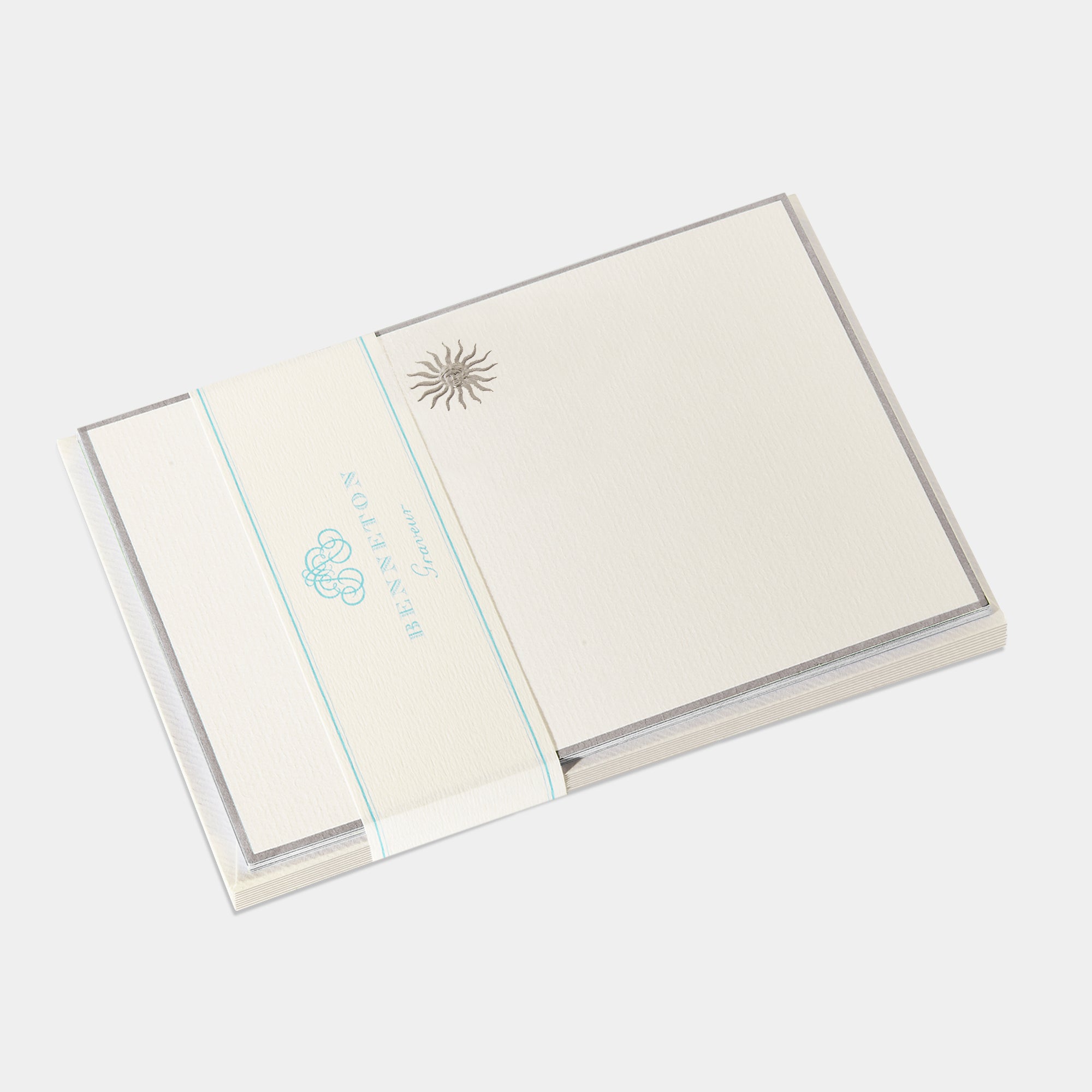 Cartes de correspondance soleil bordures argent - Benneton Graveur