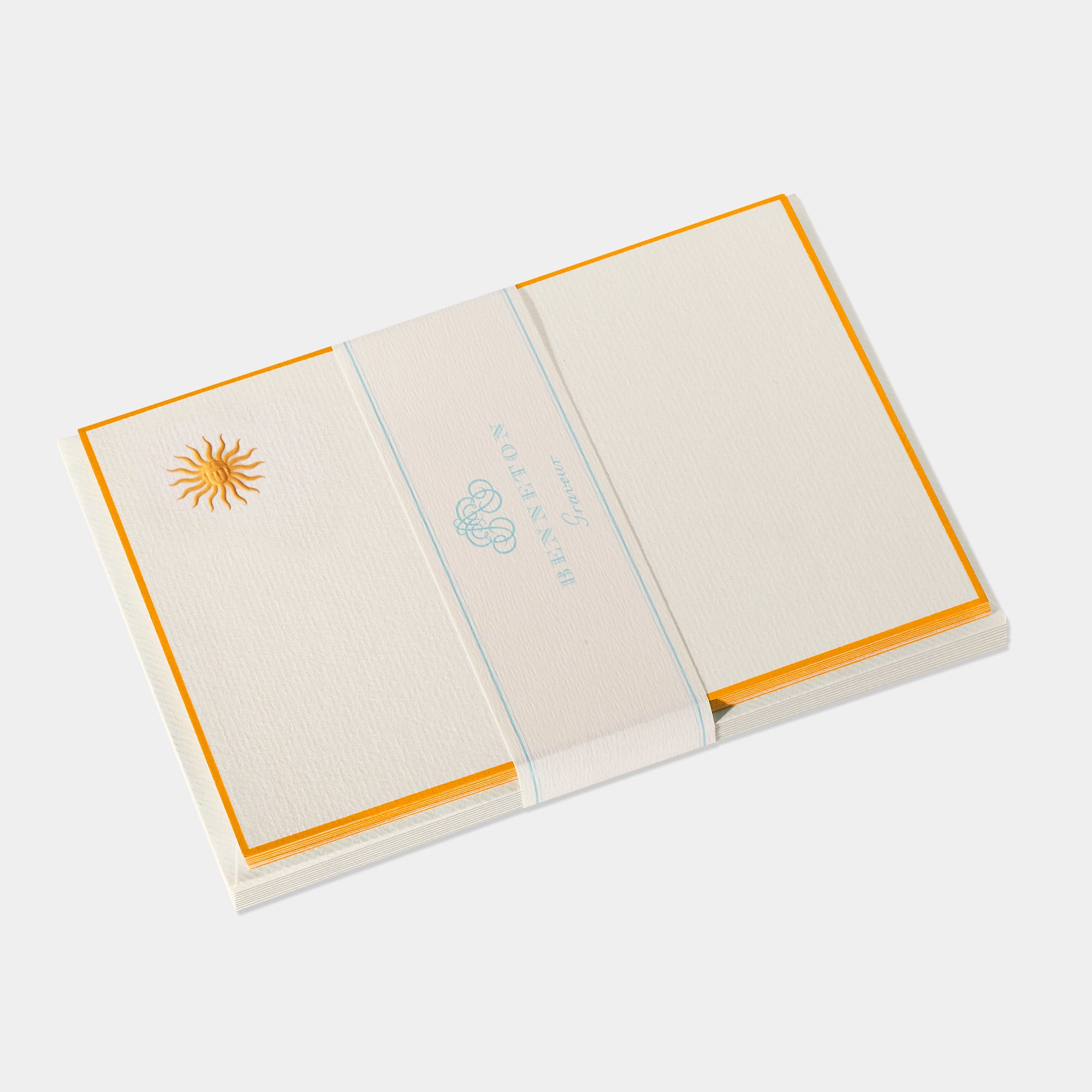 Cartes de correspondance soleil bordures orange - Benneton Graveur