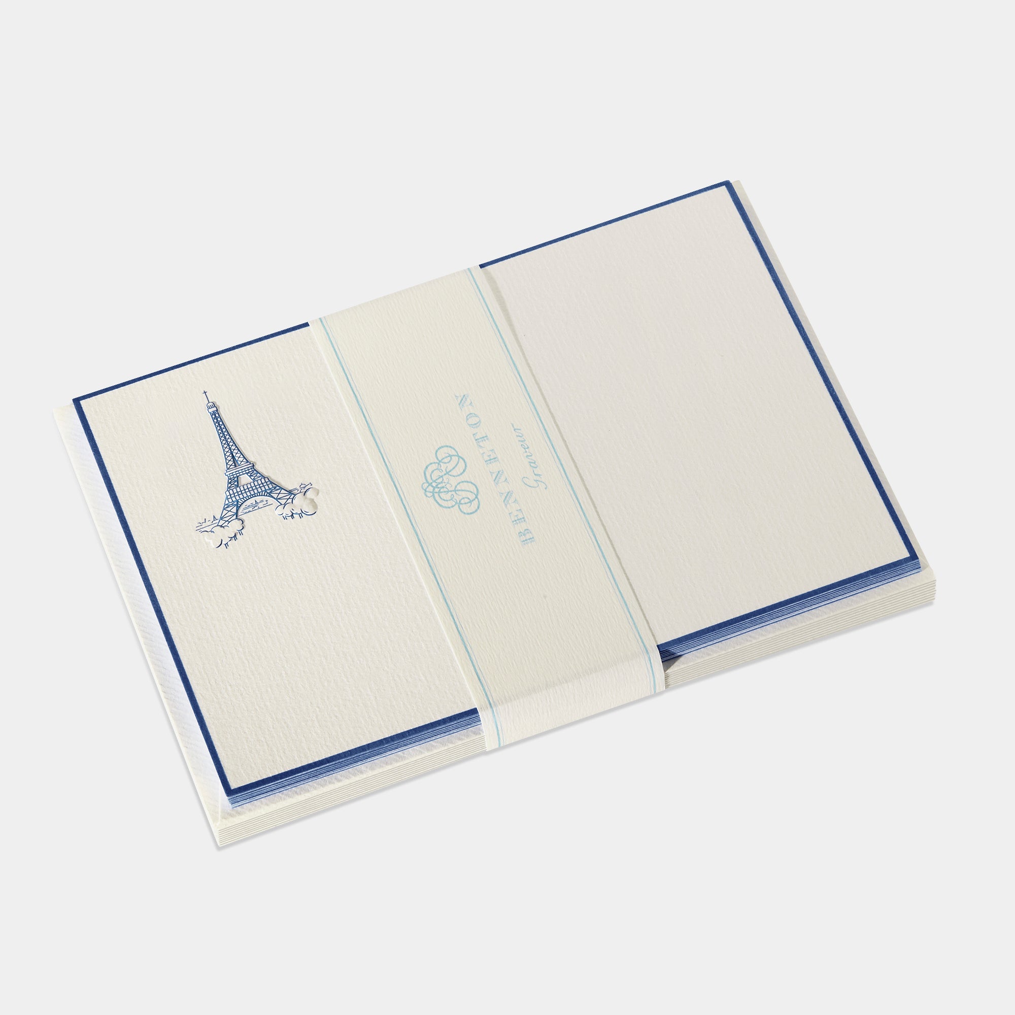 Cartes de correspondance tour eiffel bordures bleu roi - Benneton Graveur