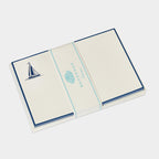 Cartes de correspondance voilier bordures bleu - Benneton Graveur