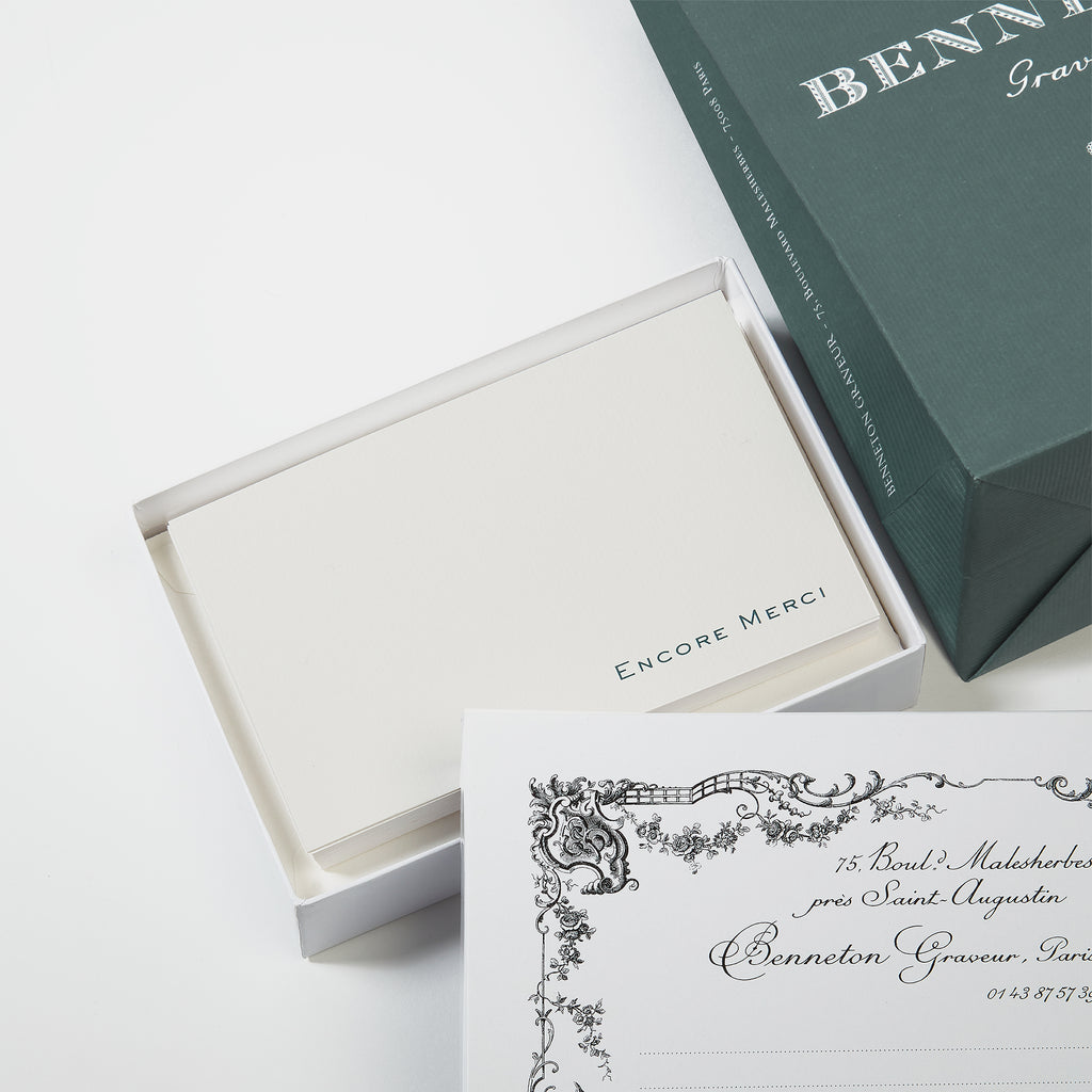 Cartes de remerciement Encore merci Benneton Graveur