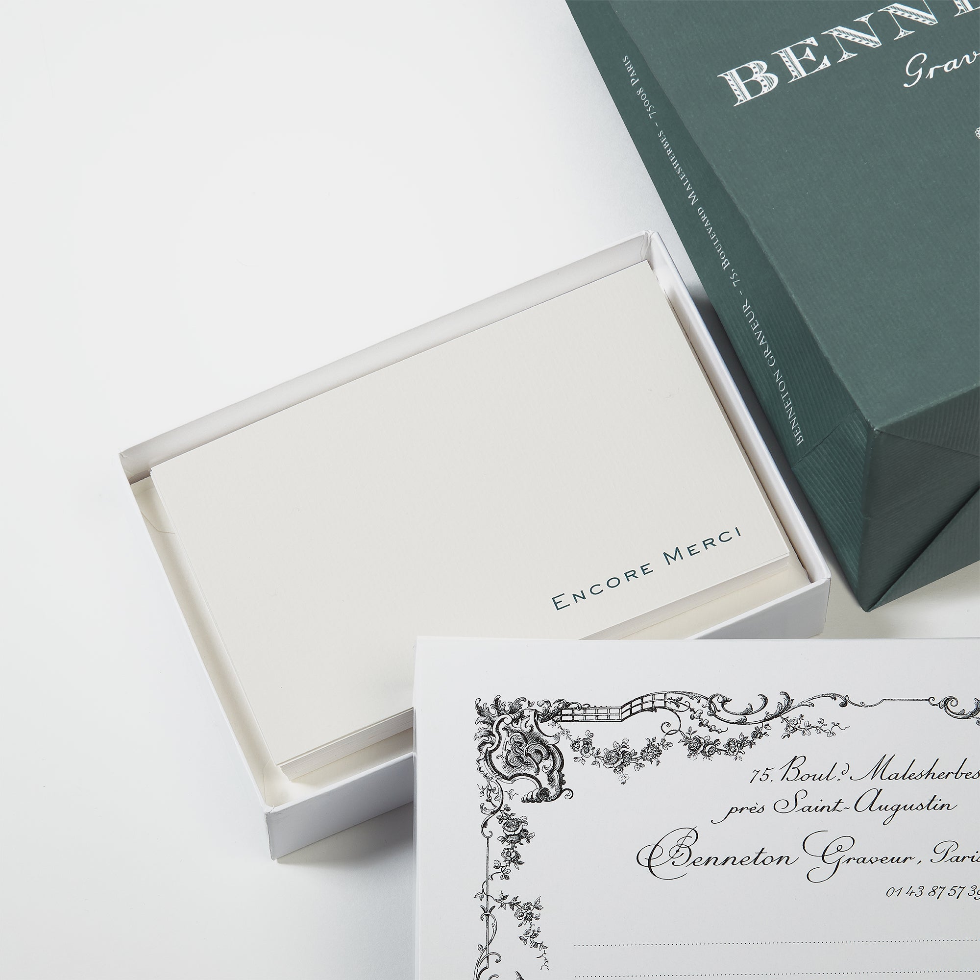 Cartes de remerciement Encore merci Benneton Graveur