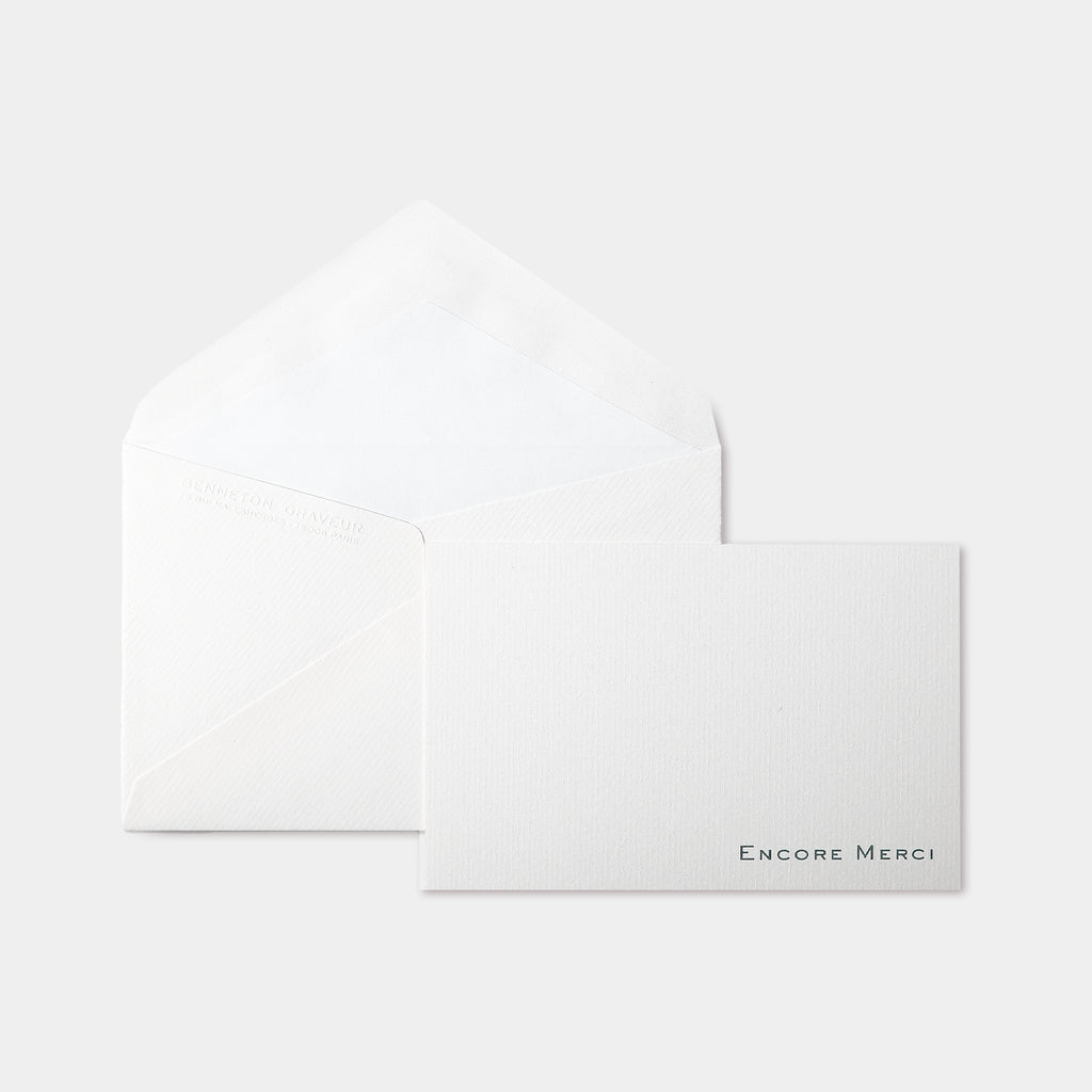 Cartes de remerciement Encore merci Benneton Graveur et son enveloppe assortie