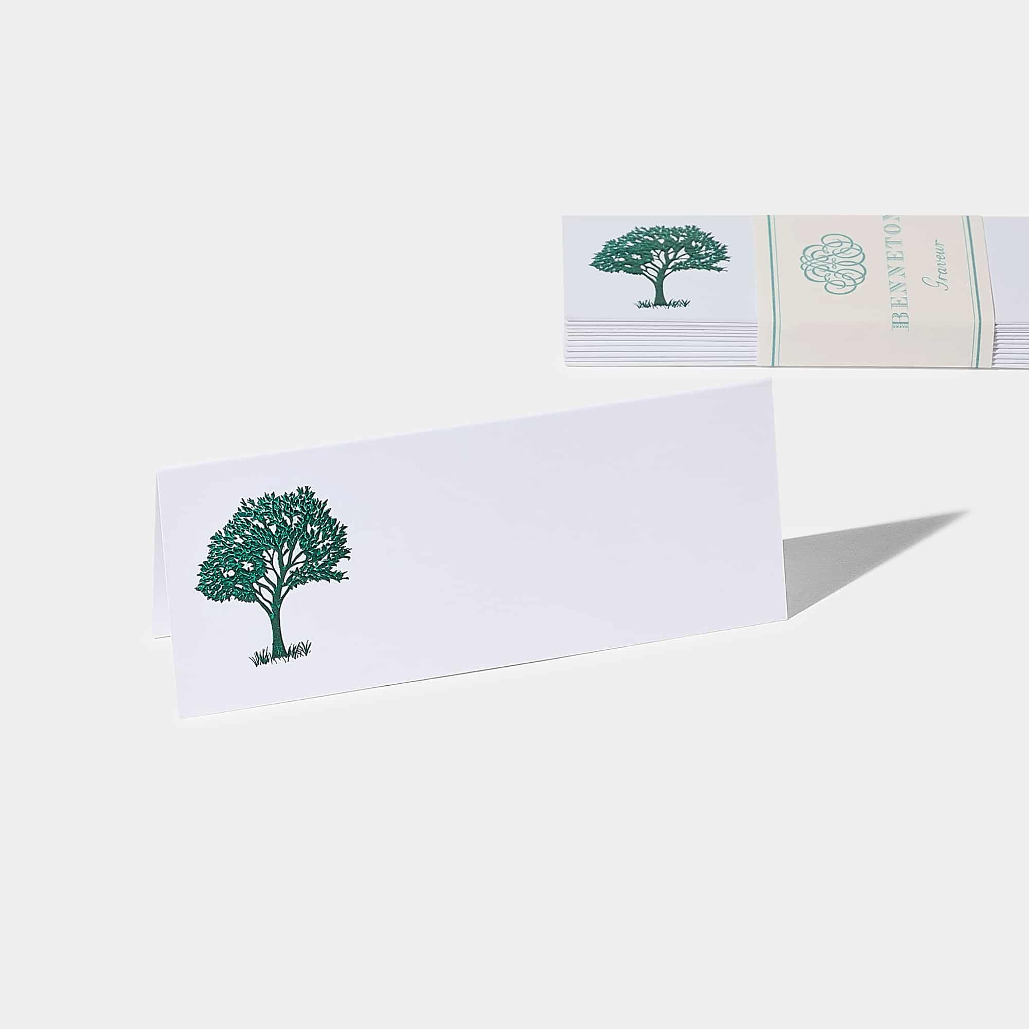 Cartes de table motif Arbre Benneton Graveur vert
