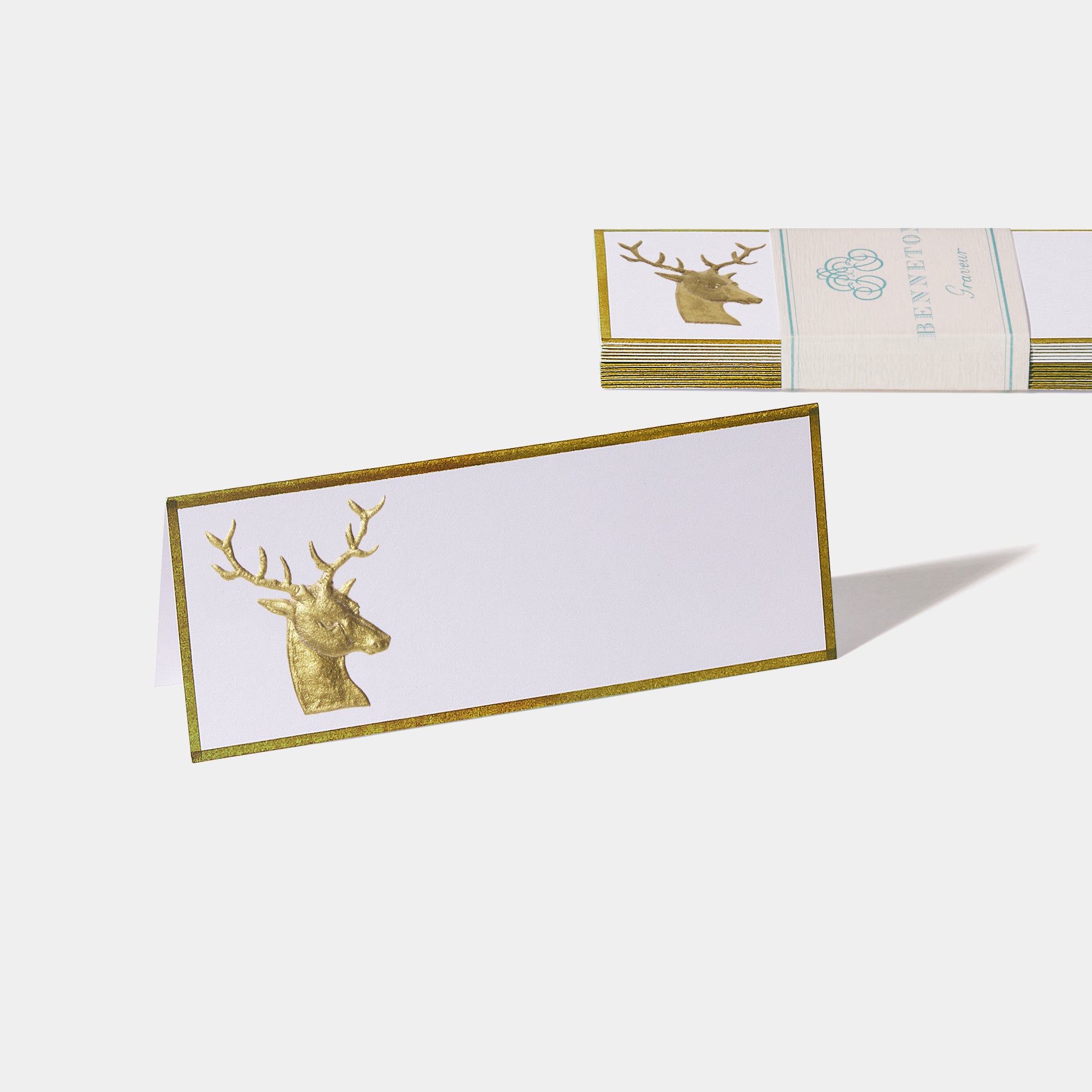 Cartes de table motif Cerf Benneton Graveur or