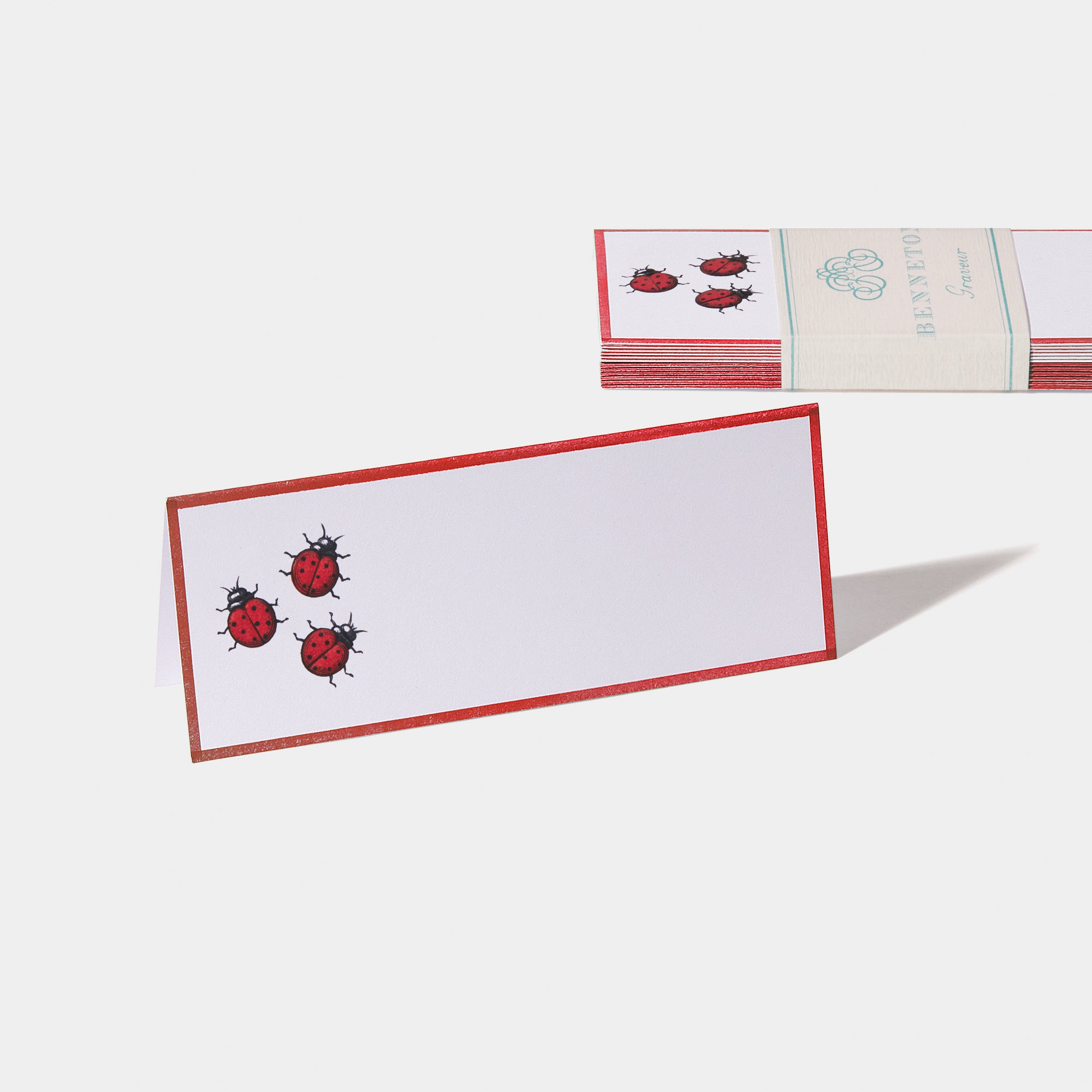 Cartes de table motif Coccinelle Benneton Graveur rouge
