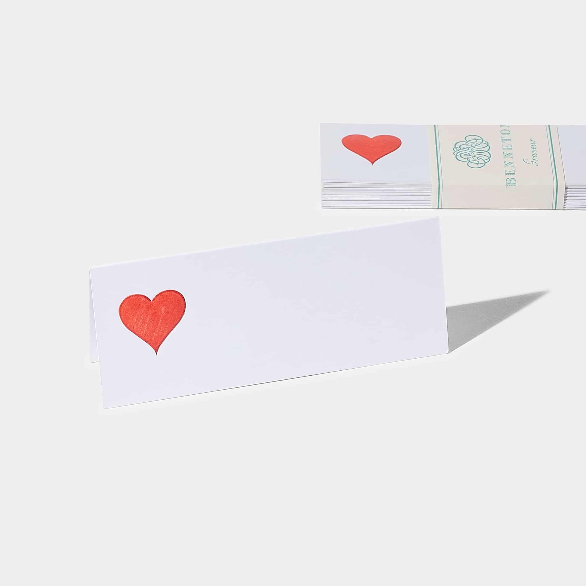 Cartes de table motif Coeur rouge Benneton Graveur rouge