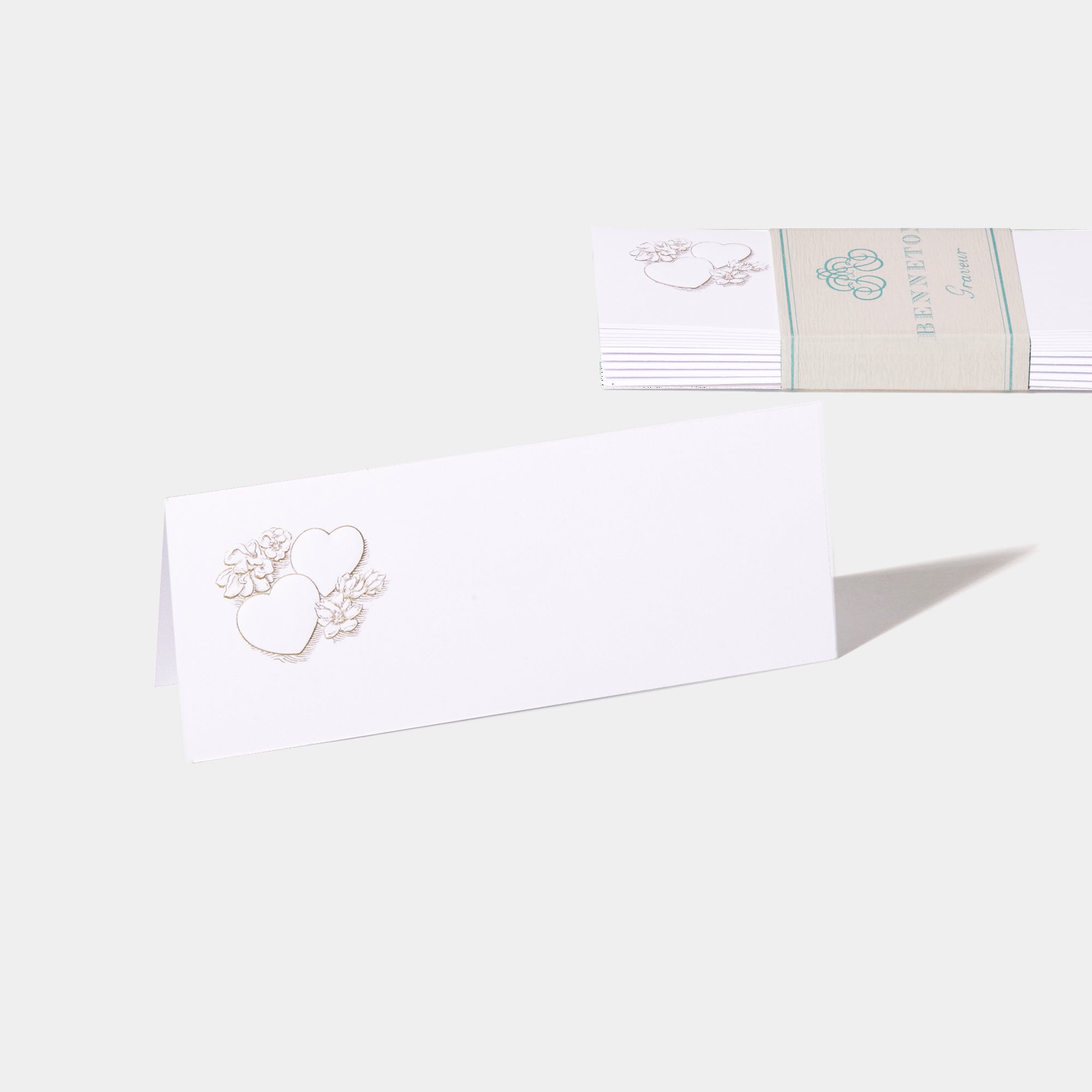 Cartes de table motif Coeurs fleuris Benneton Graveur or