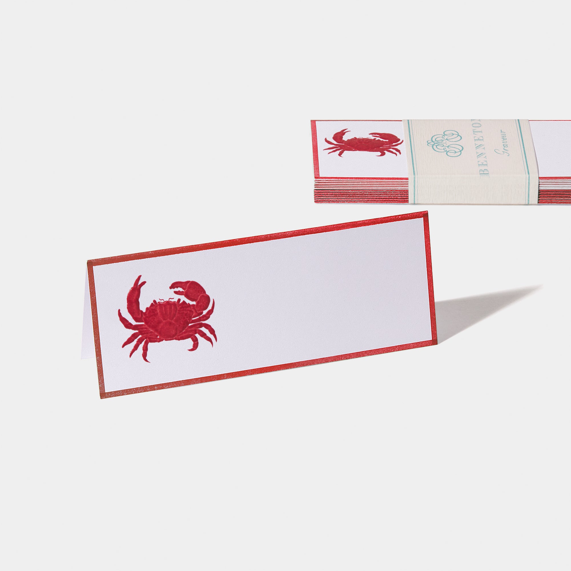 Cartes de table motif Crabe Benneton Graveur rouge