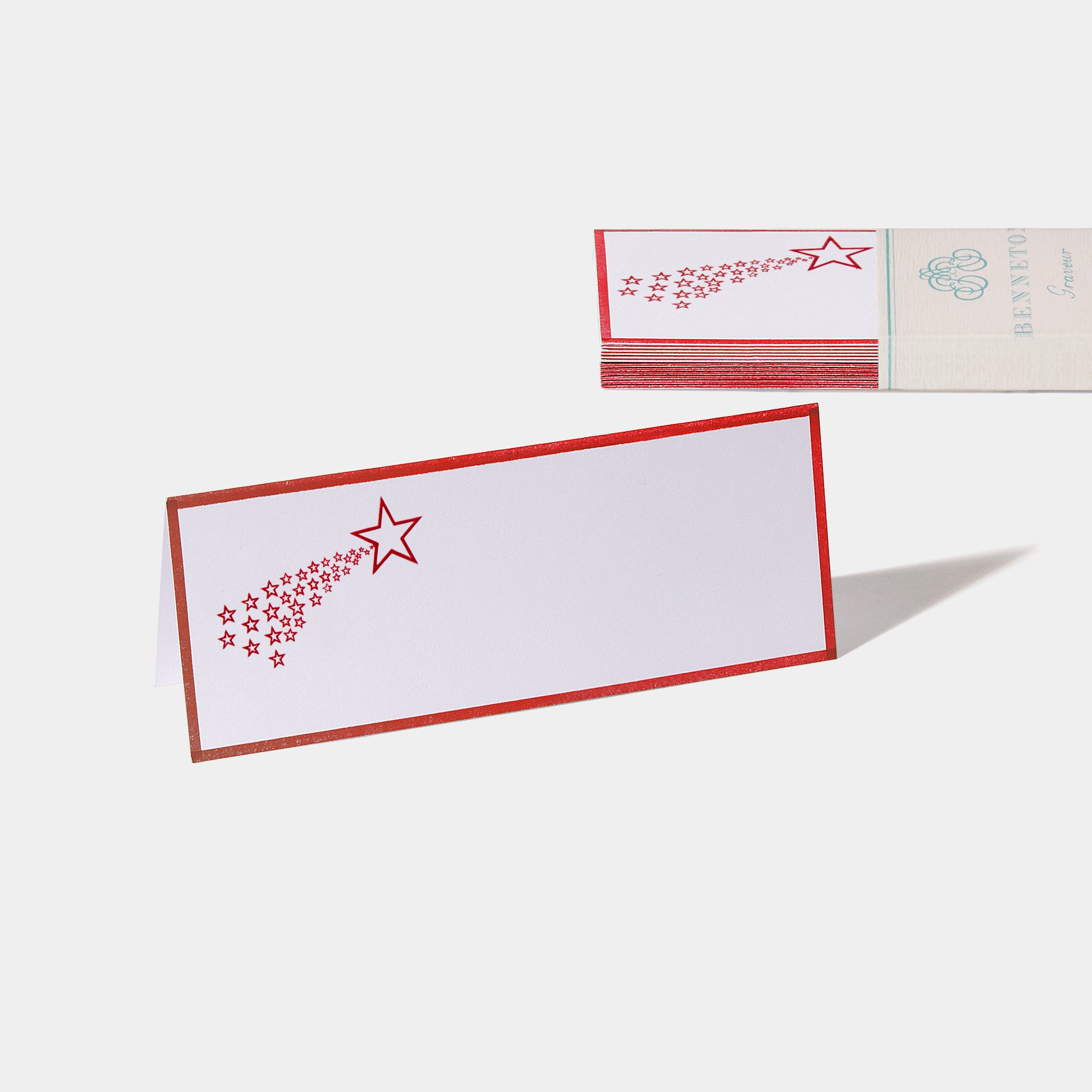 Cartes de table motif Étoile filante Benneton Graveur rouge