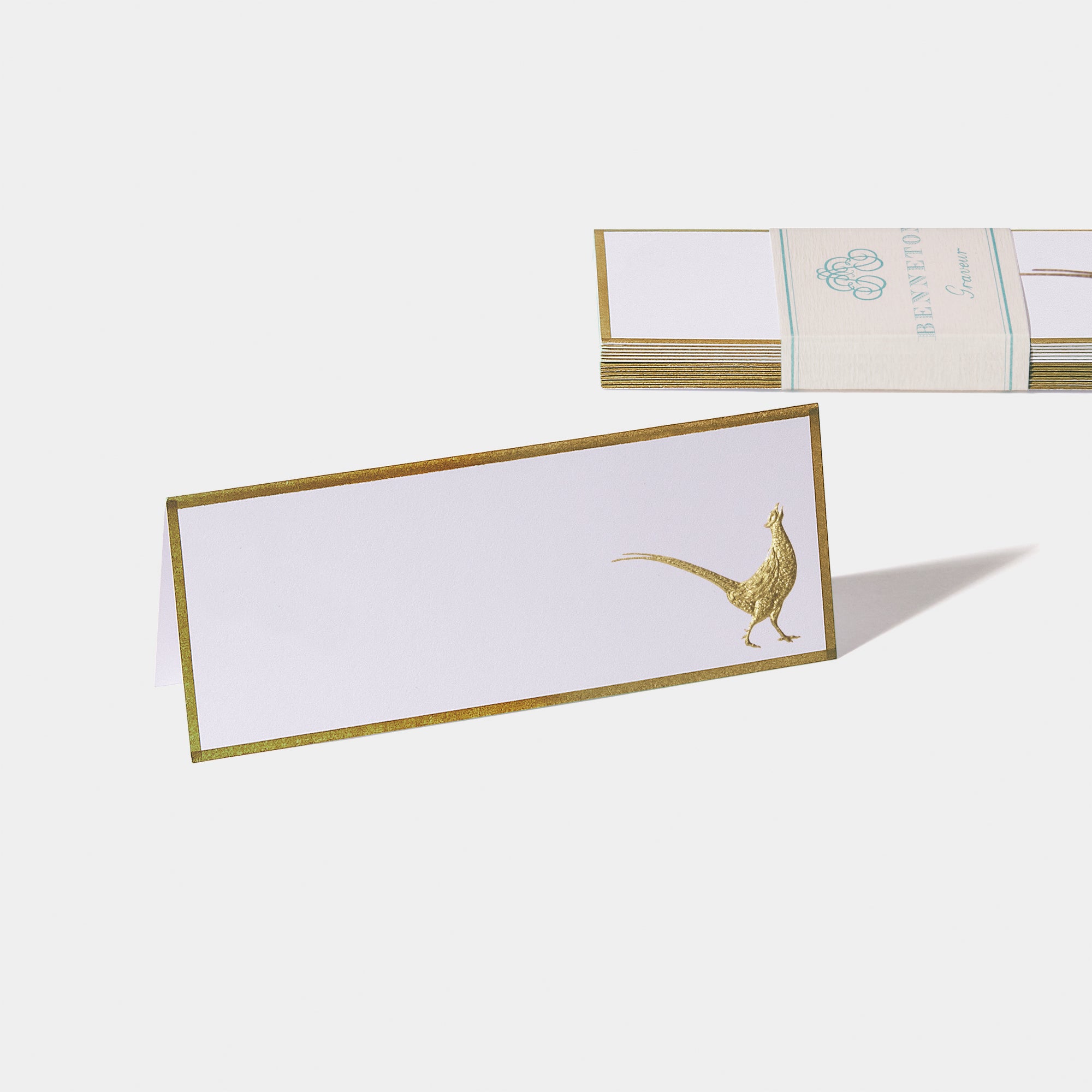 Cartes de table motif Faisan Benneton Graveur or