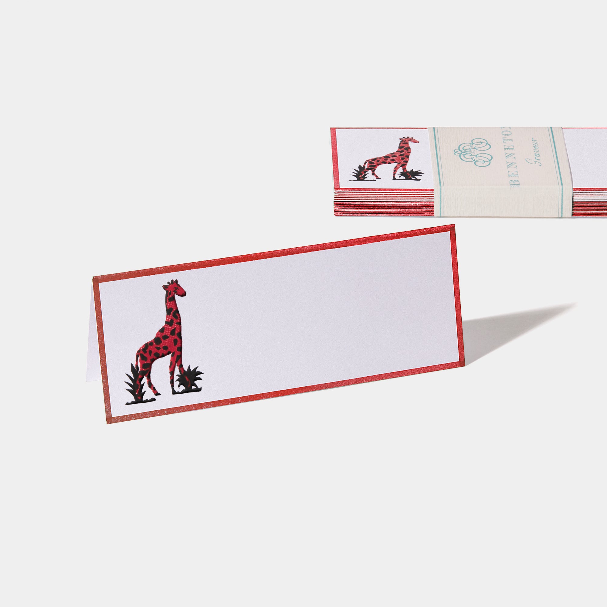 Cartes de table motif Girafe Benneton Graveur rouge