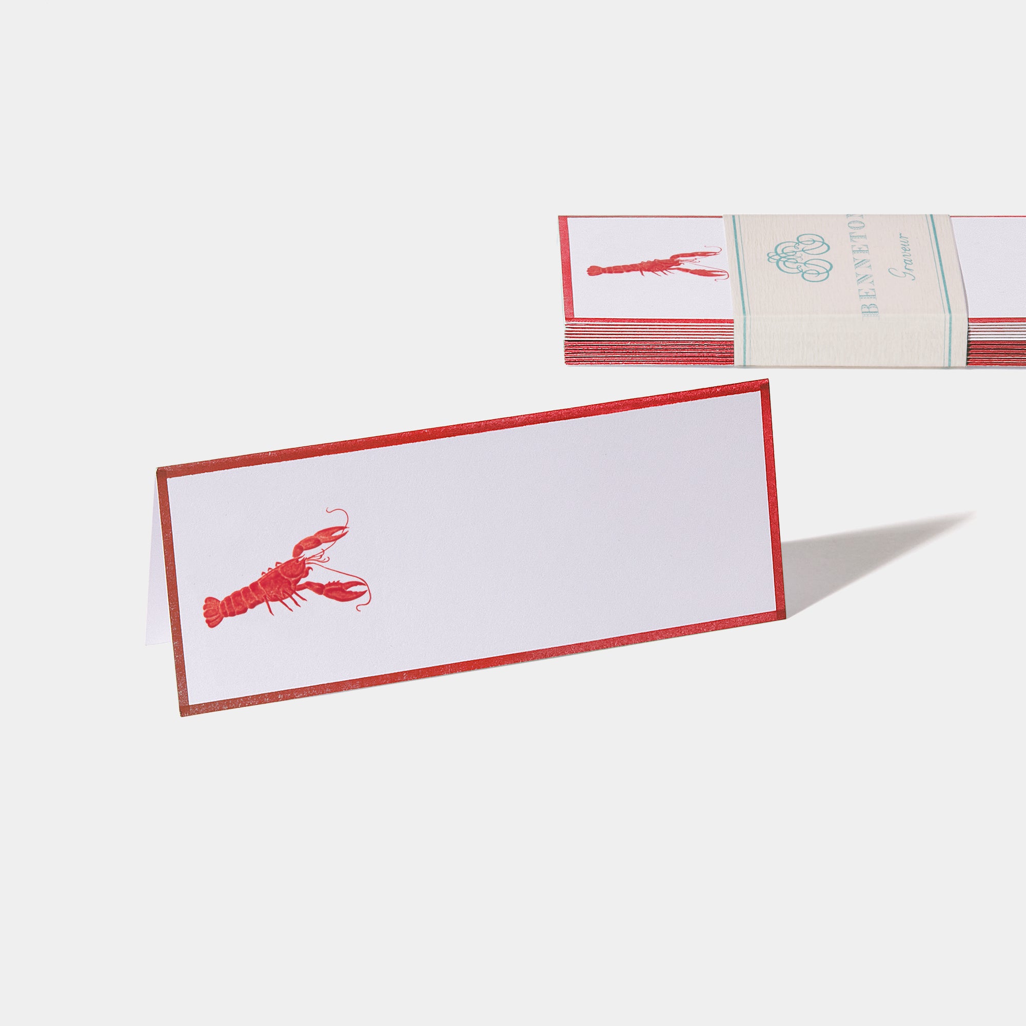 Cartes de table motif Homard Benneton Graveur rouge