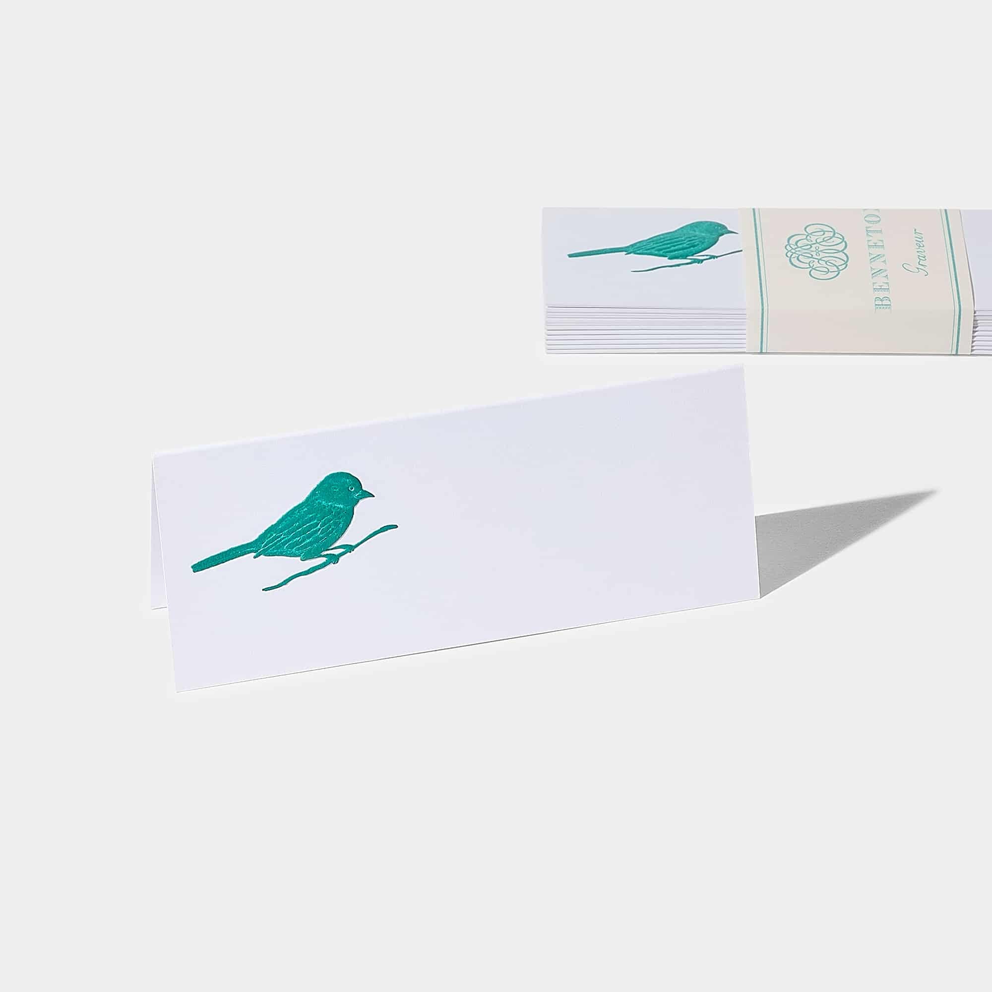 Cartes de table motif Oiseau Benneton Graveur or