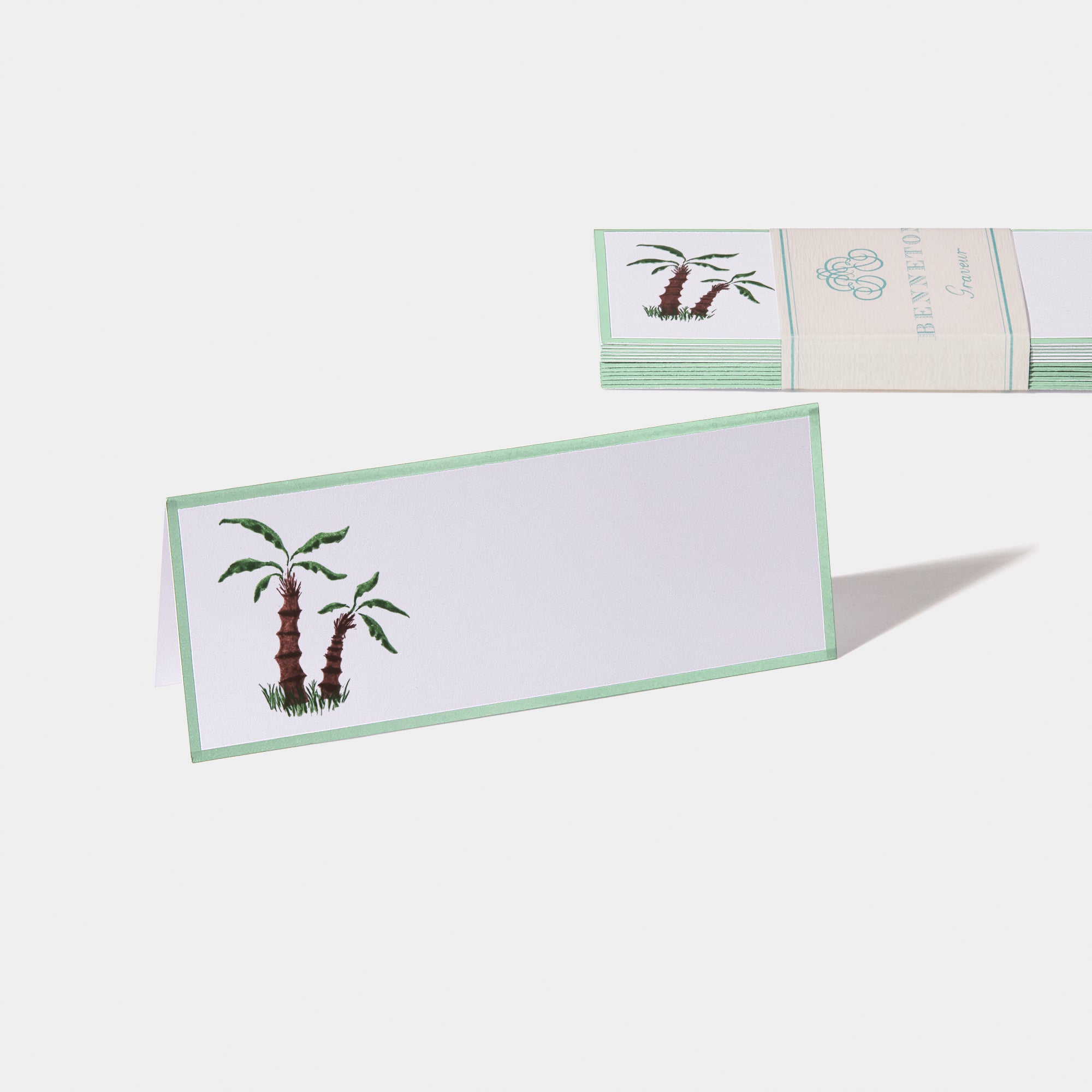 Cartes de table motif Palmier Benneton Graveur vert