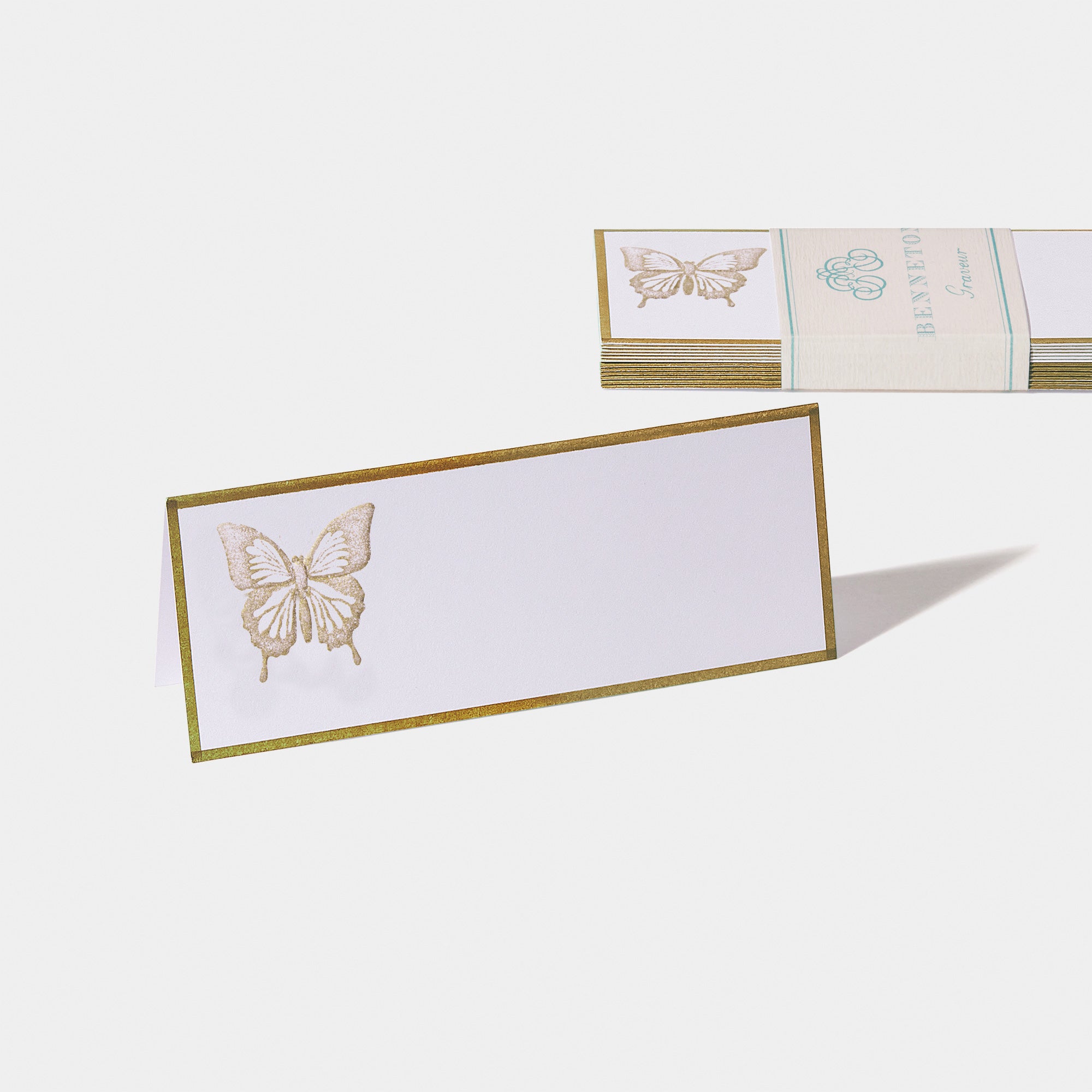 Cartes de table motif Papillon Benneton Graveur or