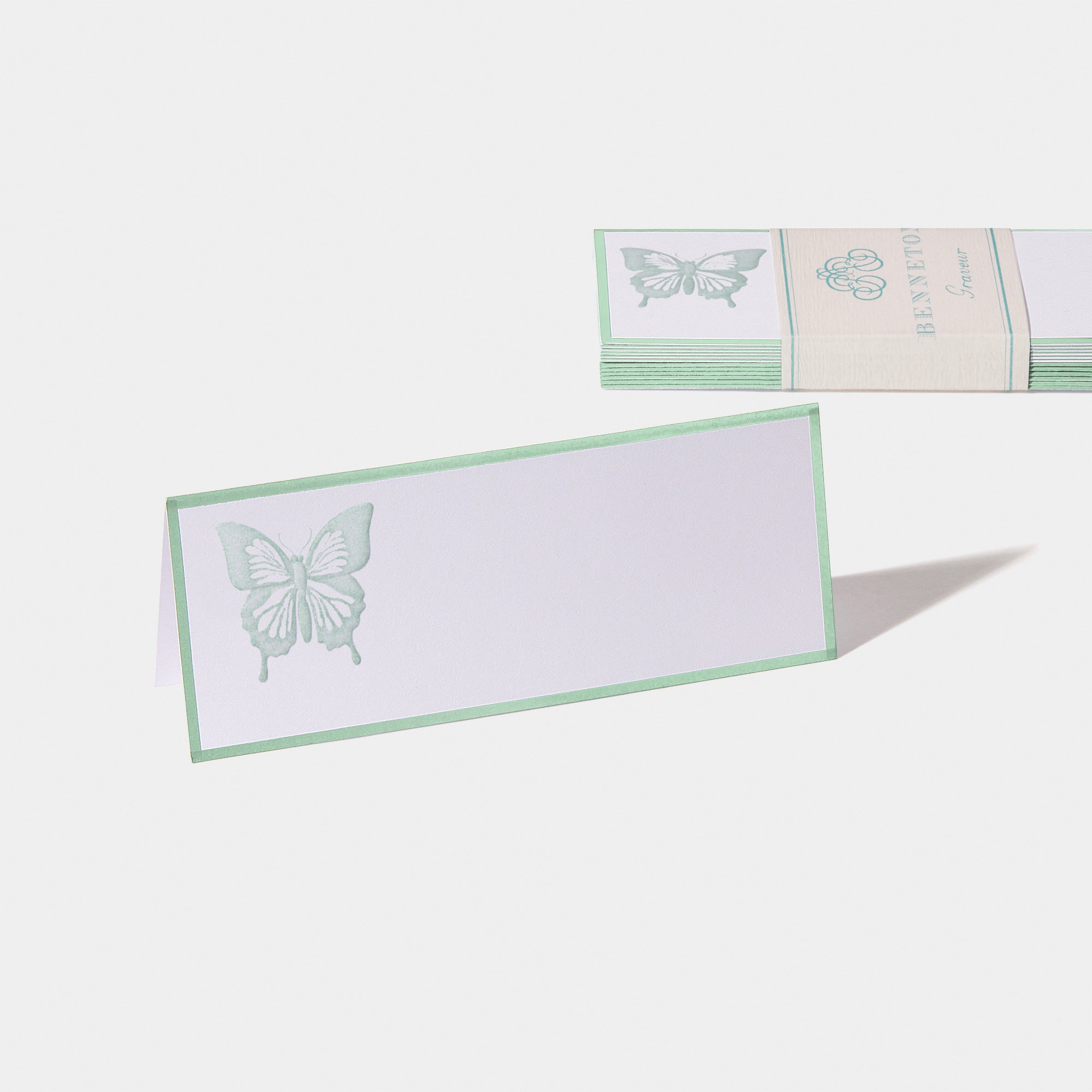 Cartes de table motif Papillon Benneton Graveur vert clair