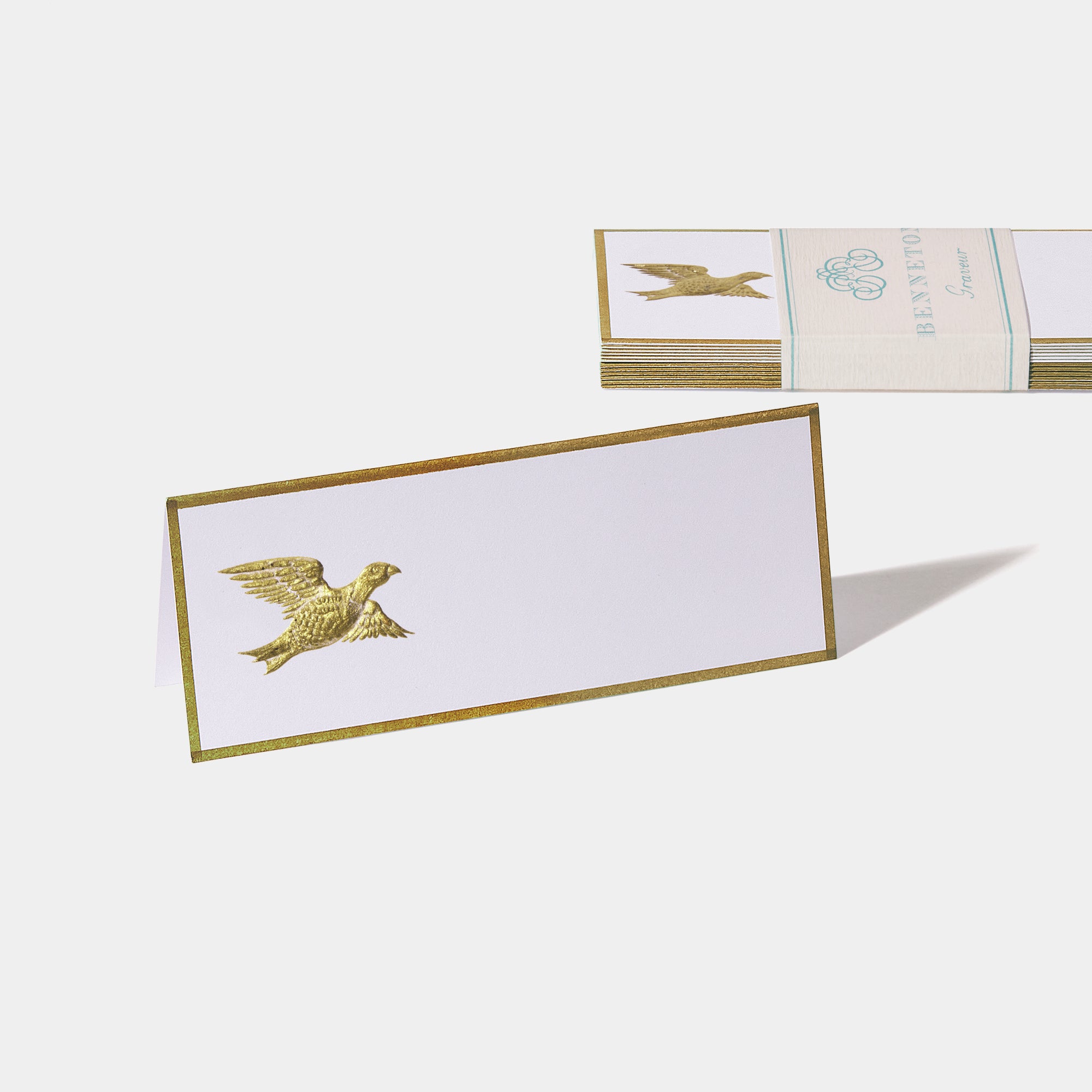Cartes de table motif Perdrix Benneton Graveur or