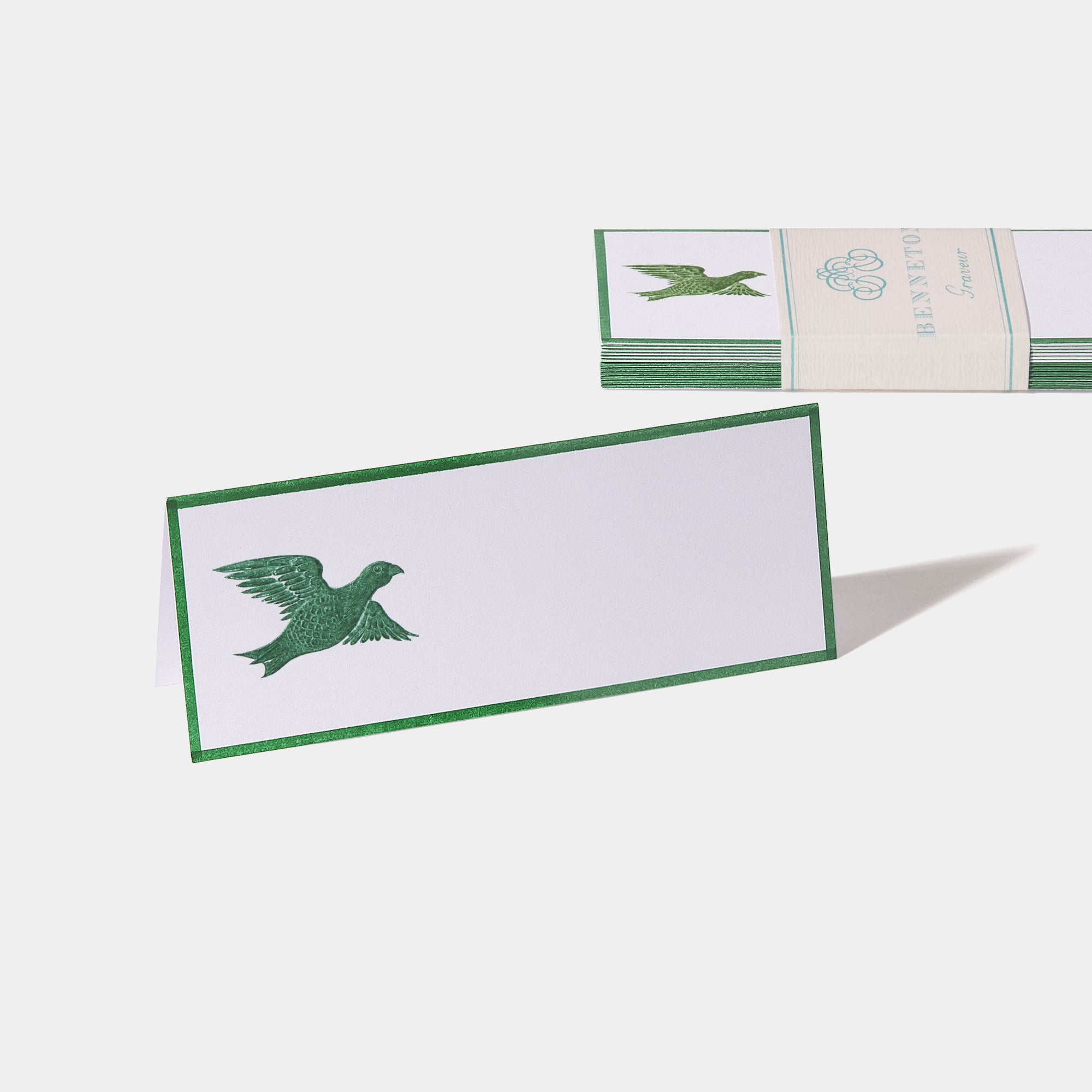 Cartes de table motif Perdrix Benneton Graveur vert