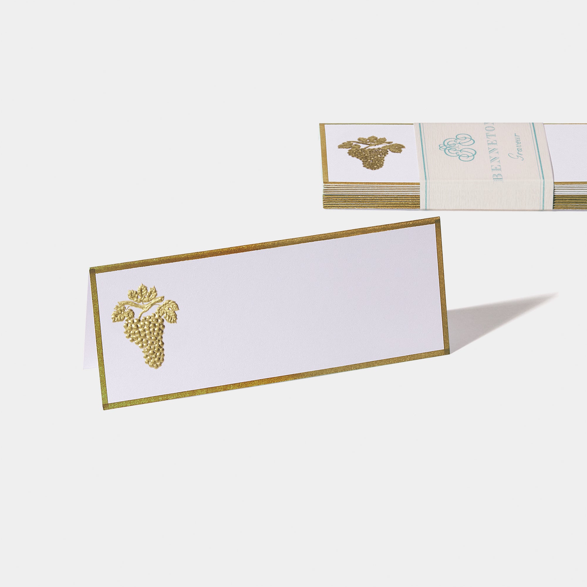 Cartes de table motif Raisin Benneton Graveur or