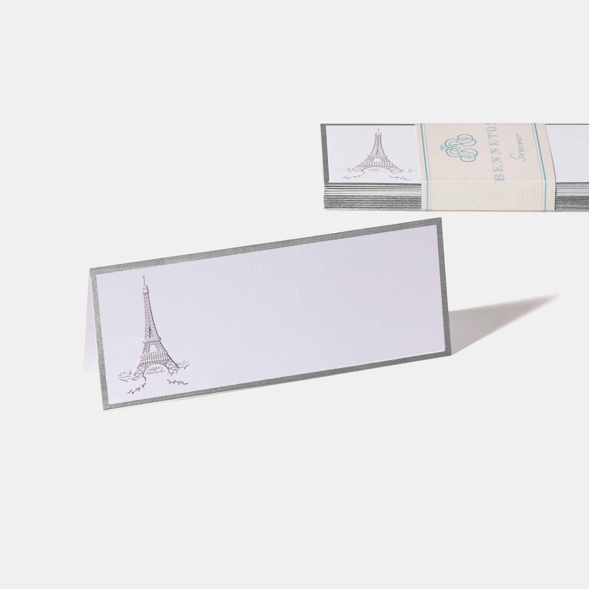 Cartes de table motif Tour Eiffel Benneton Graveur argent