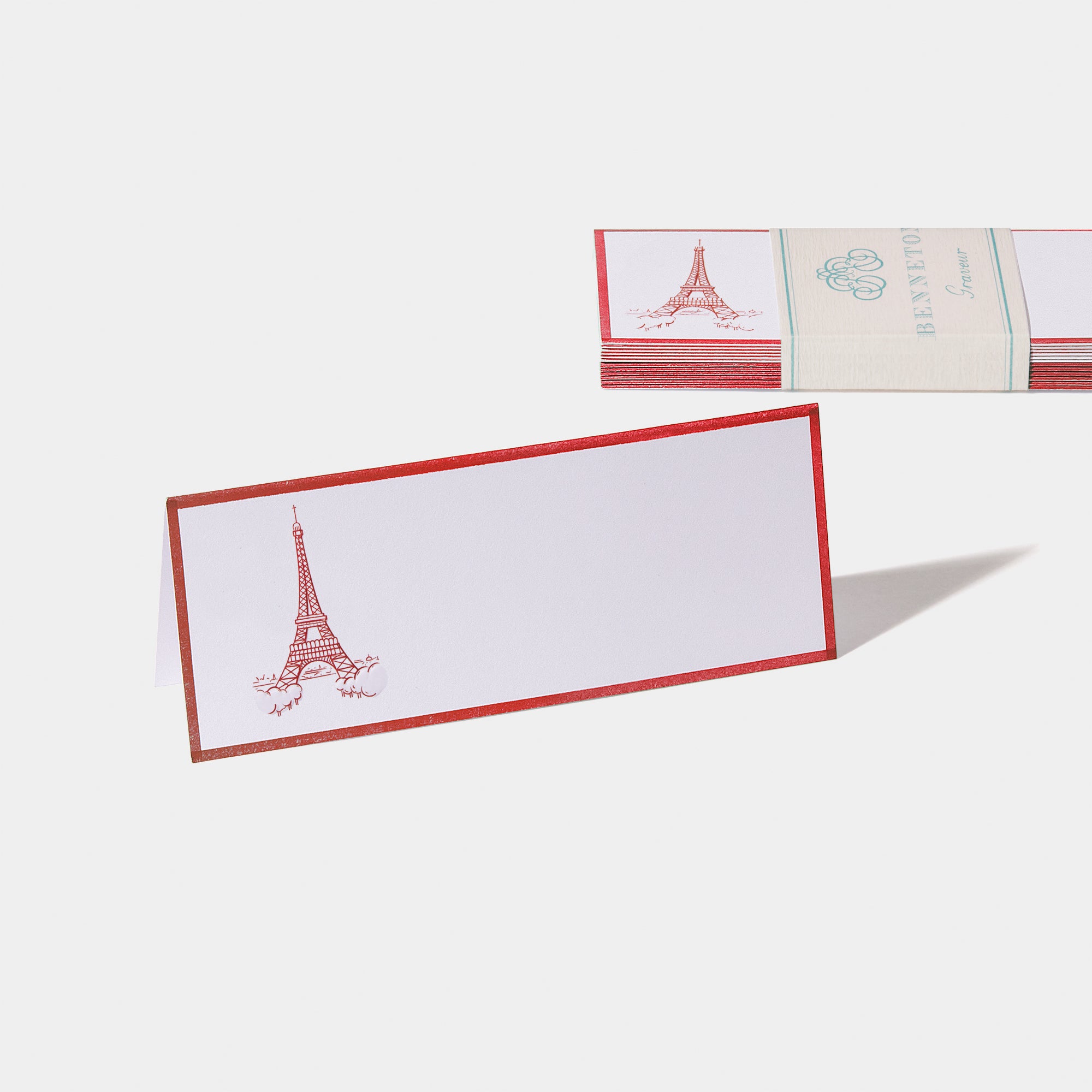 Cartes de table motif Tour Eiffel Benneton Graveur rouge