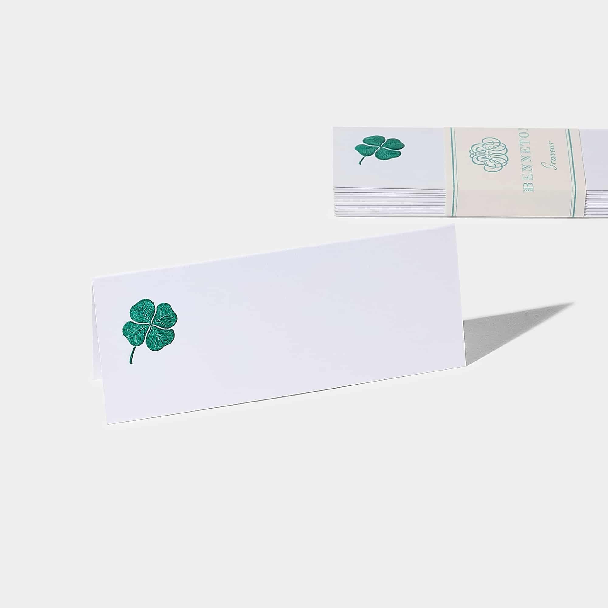 Cartes de table motif Trèfle Benneton Graveur vert