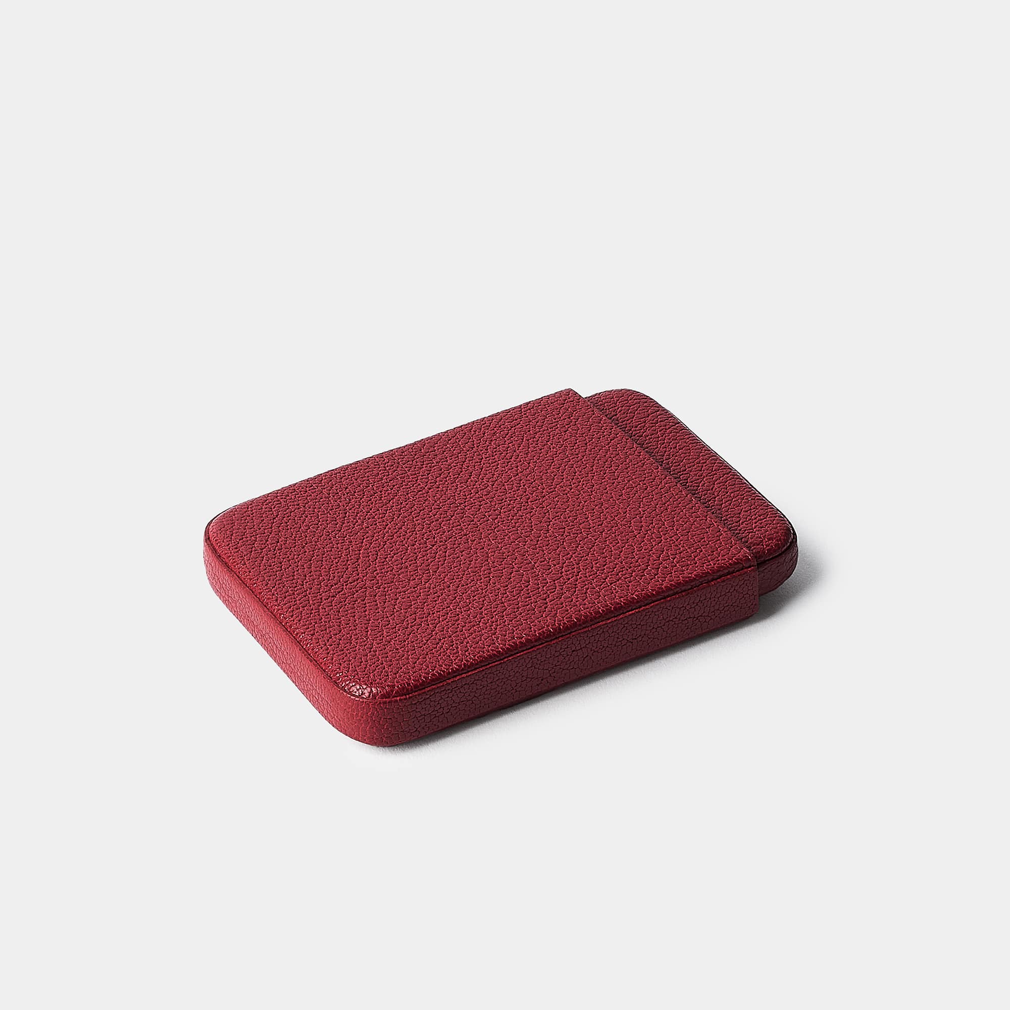 Coulisseau porte-cartes en cuir de chèvre rouge Benneton Graveur fermé