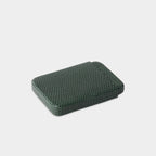 Coulisseau porte-cartes en cuir de lézard vert sapin Benneton Graveur fermé