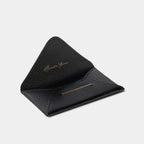 Enveloppe porte-cartes en cuir de chèvre noir Benneton Graveur ouvert