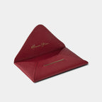 Enveloppe porte-cartes en cuir de chèvre rouge Benneton Graveur ouvert